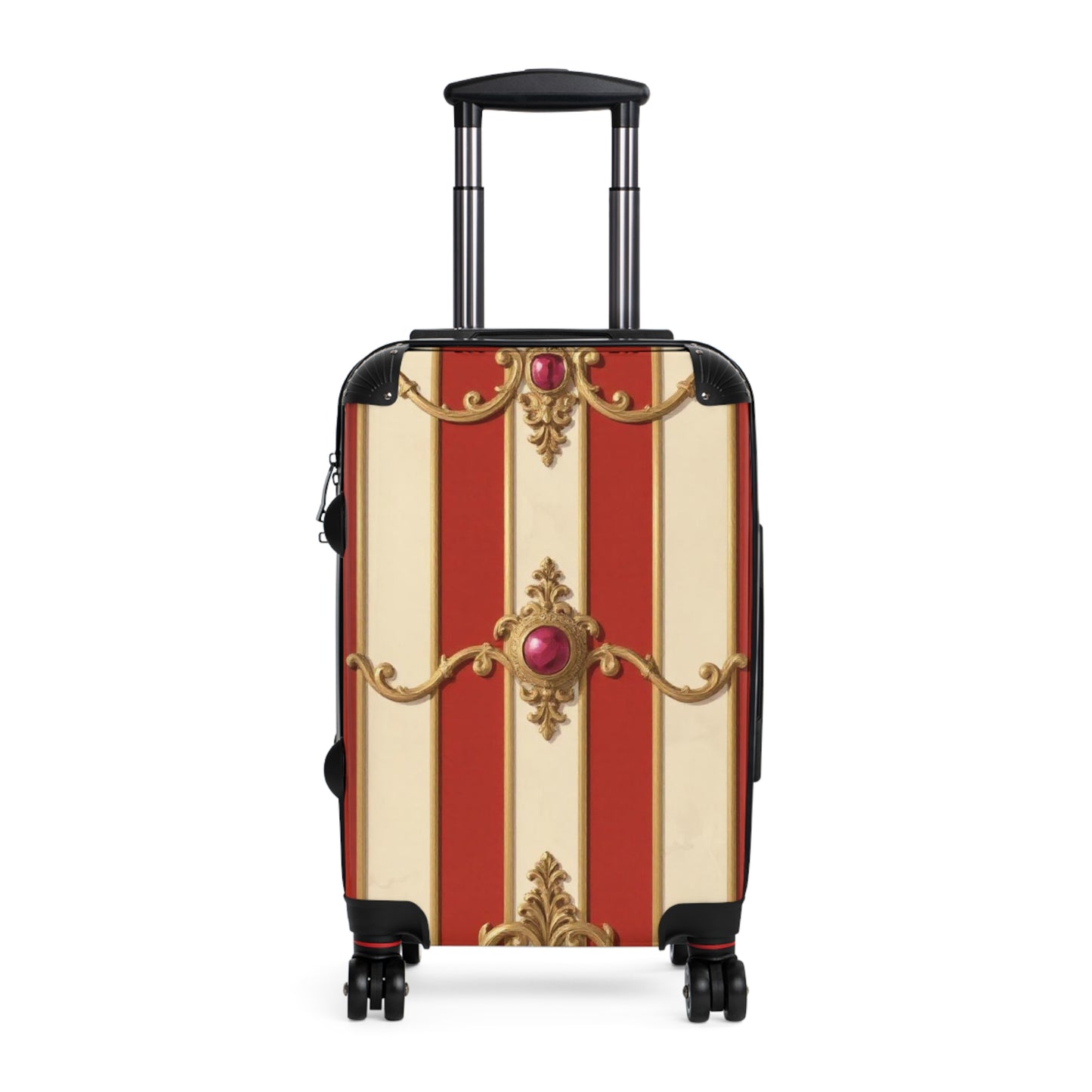 Elegant Vintage Design Suitcase - Perfect for Travel & Special Occasions - Alabaster & Dusk Orange Striped Baroque