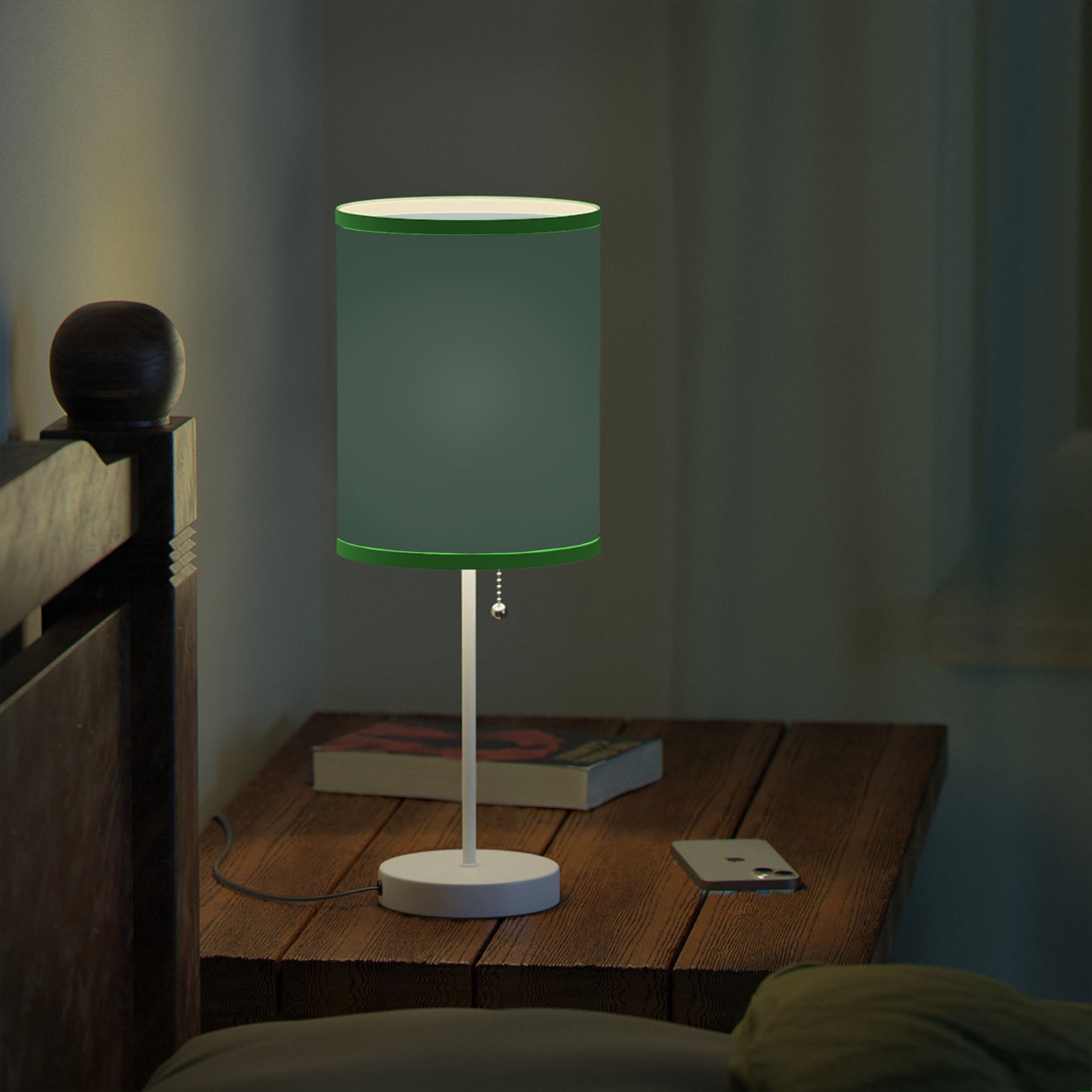 Modern Midnight Green Table Lamp, Stylish Lighting for Home Decor, Green Lamp, USB/CA Plug, Elegant Nightstand Light, Minimalist Design