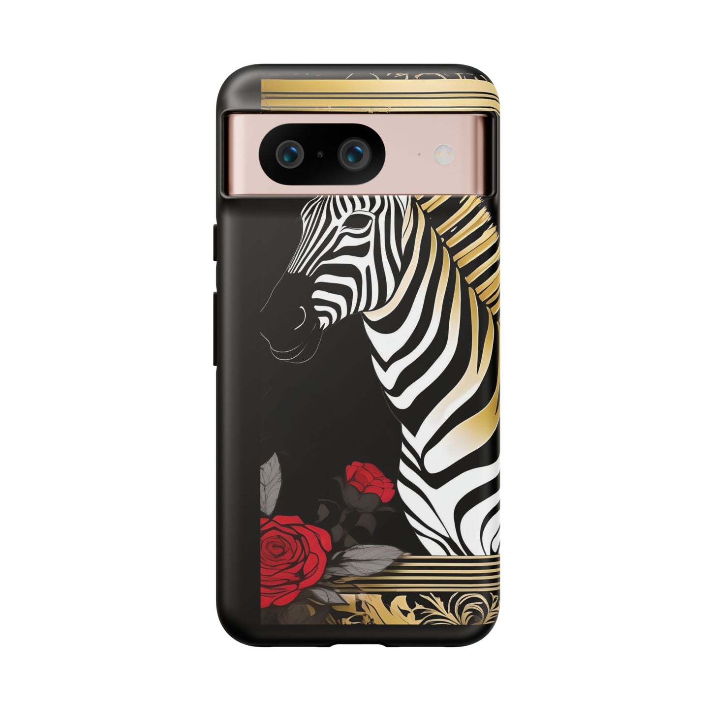 Phone Case - Elegant Zebra & Roses Design