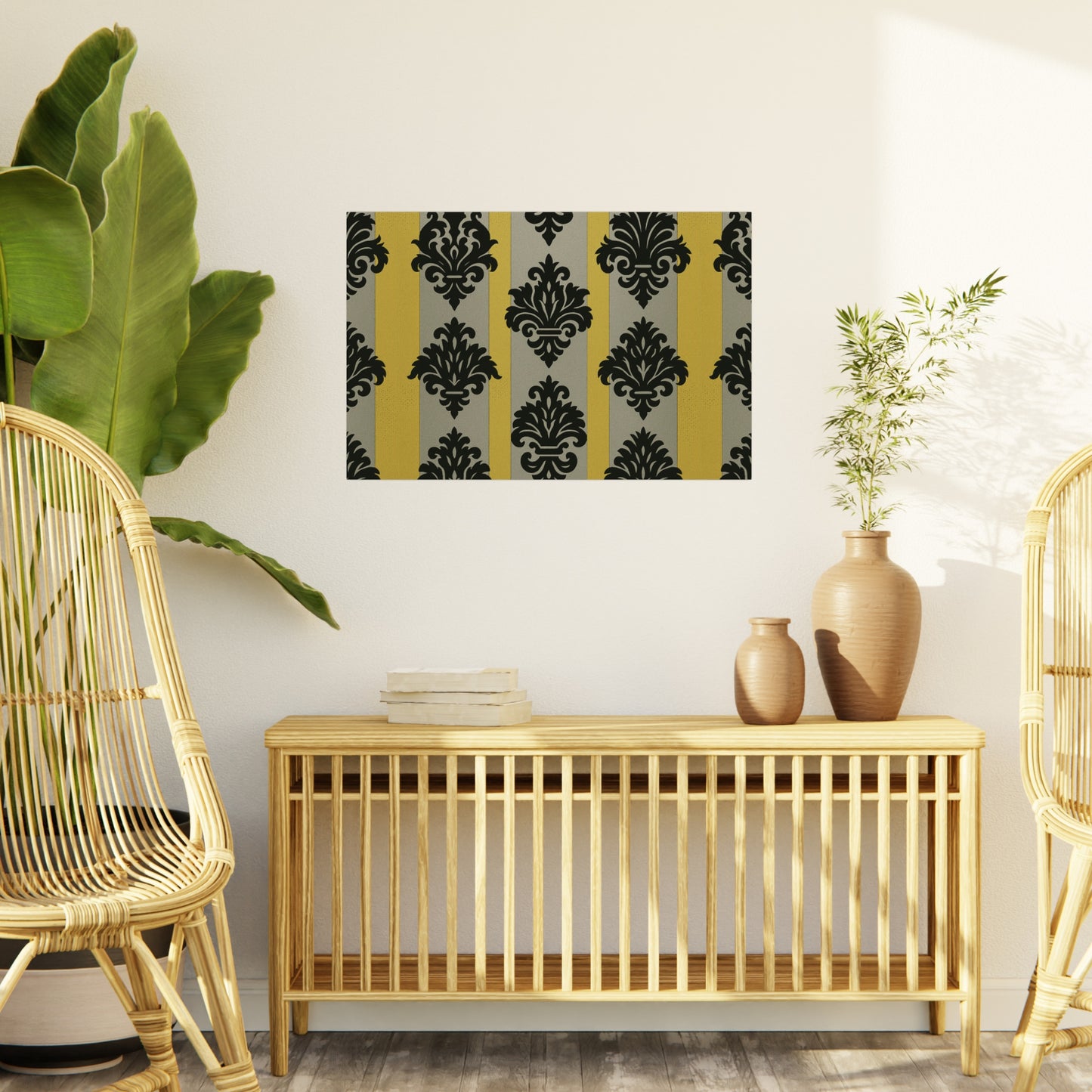 Stylish Foam Board, Elegant Decor Display, Home Office Organization, Craft Projects, Wedding Decor - Silver & Gold Striped Black Baroque
