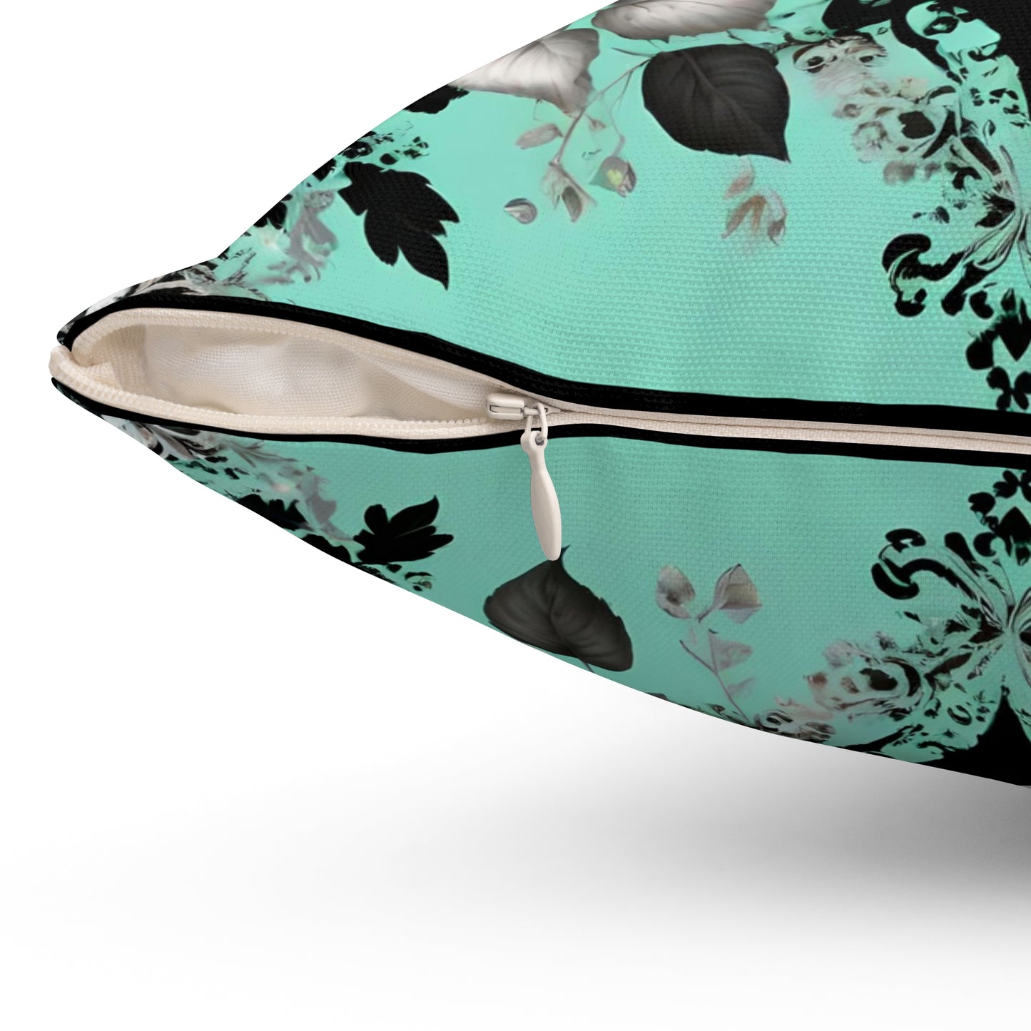 Floral Leopard Print Square Pillow – Chic Home Decor Accent - Mint Green Leopard