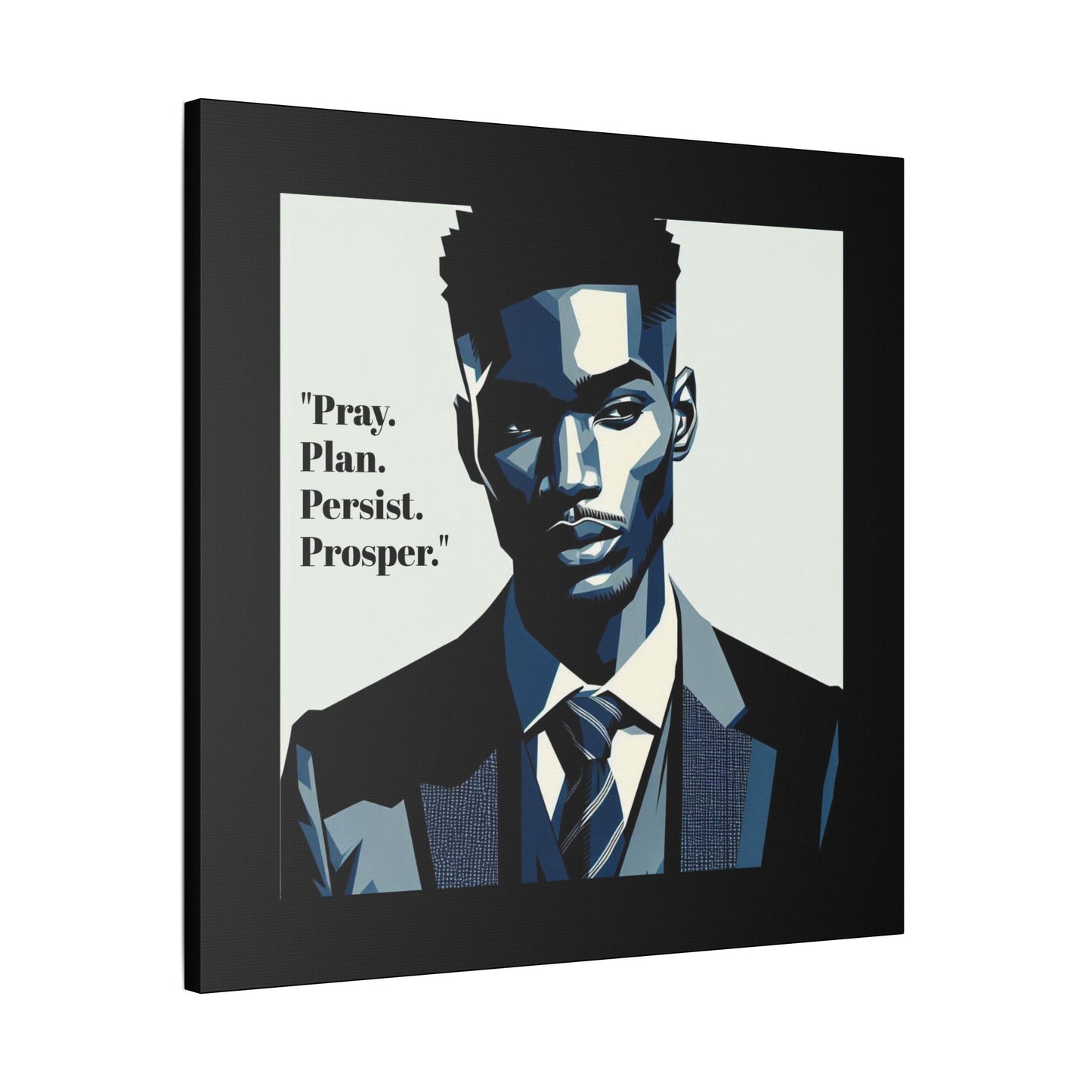 Afro Art Print Canvas, Wall Decor, Satin Stretched Canvas, African American Art, Office Decor, Home Decor - "Pray. Plan. Persist. Prosper."