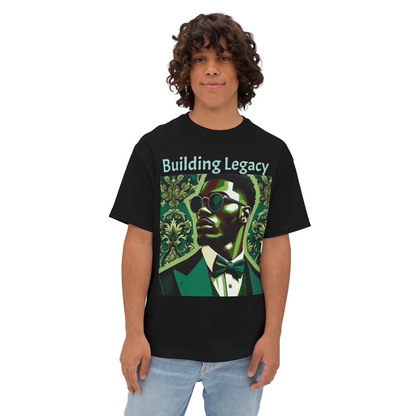 Stylish Oversized Tee, Building Legacy Graphic Tee, Unisex T-Shirt, Fashionable Casual Wear, Gift for Him/Her/Occasions - Matte Green Letters