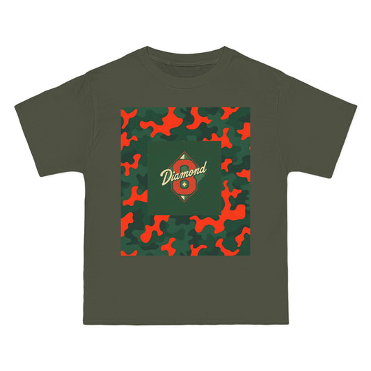 Camo Graphic Tee, Unisex, Trendy Streetwear, Stylish Summer Top, Perfect for Casual Outings - Green & Orange Camo Diamond 8