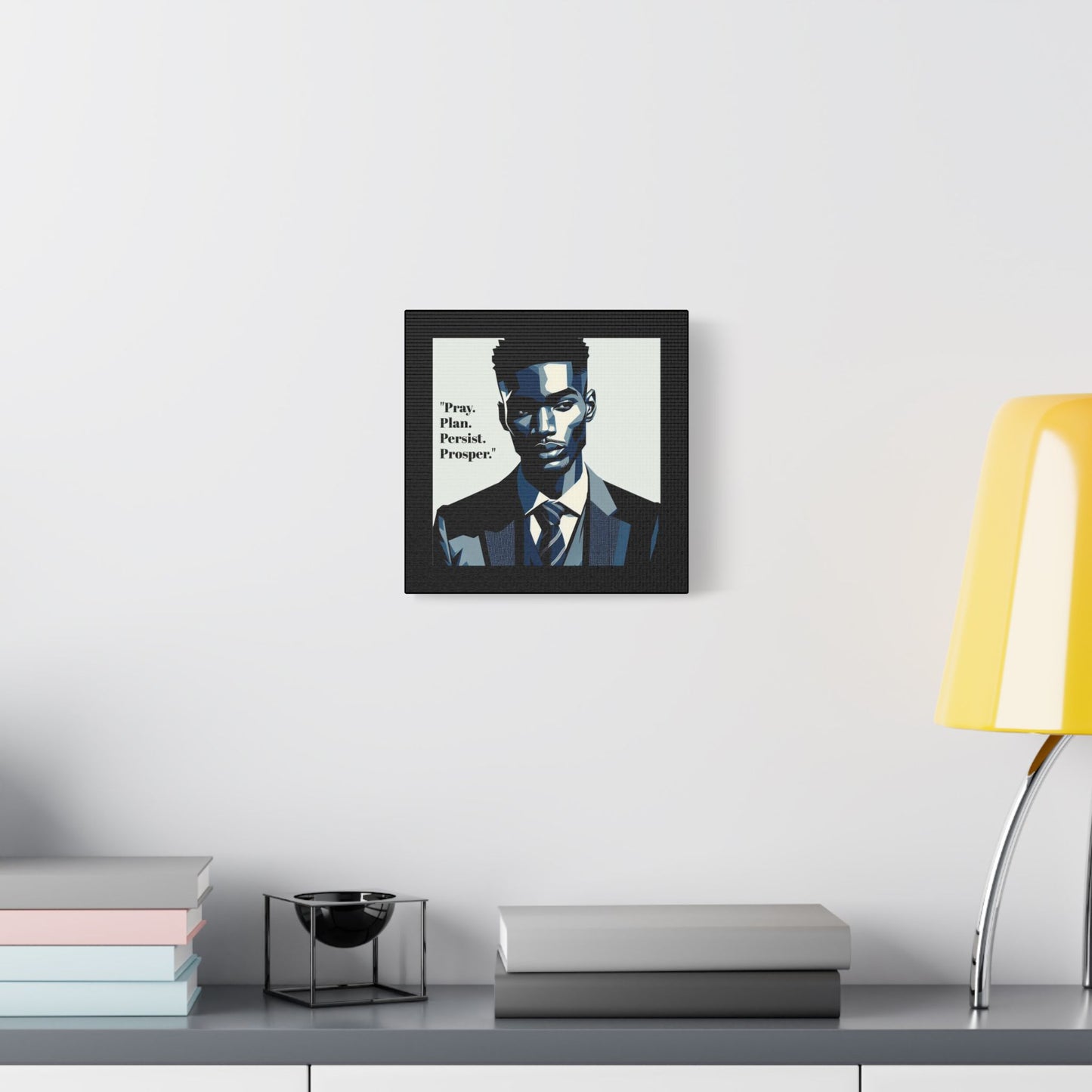 Afro Art Print Canvas, Wall Decor, Satin Stretched Canvas, African American Art, Office Decor, Home Decor - "Pray. Plan. Persist. Prosper."