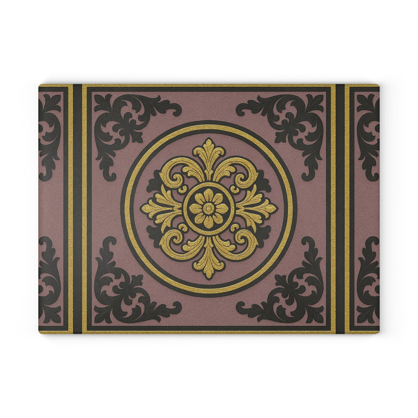 Elegant Gilded Mauve With Gold-Black Baroque Glass Cutting Board - Kitchen Decor, Wedding Gift, Housewarming, Culinary Art, Home Cooking