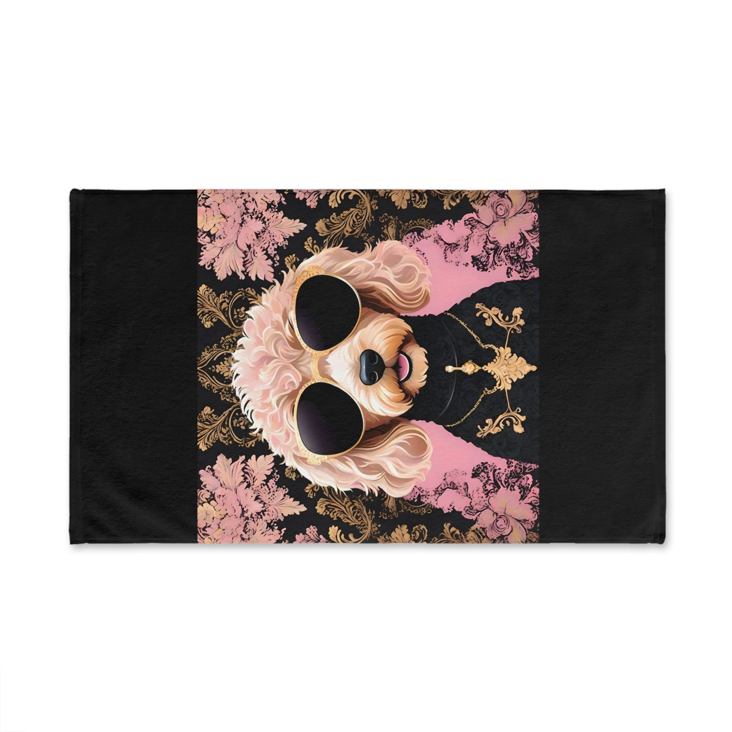 Hand Towel - Luxurious Ornate Elegant Golden Doodle In Sunglasses Design - Elegant Home Décor