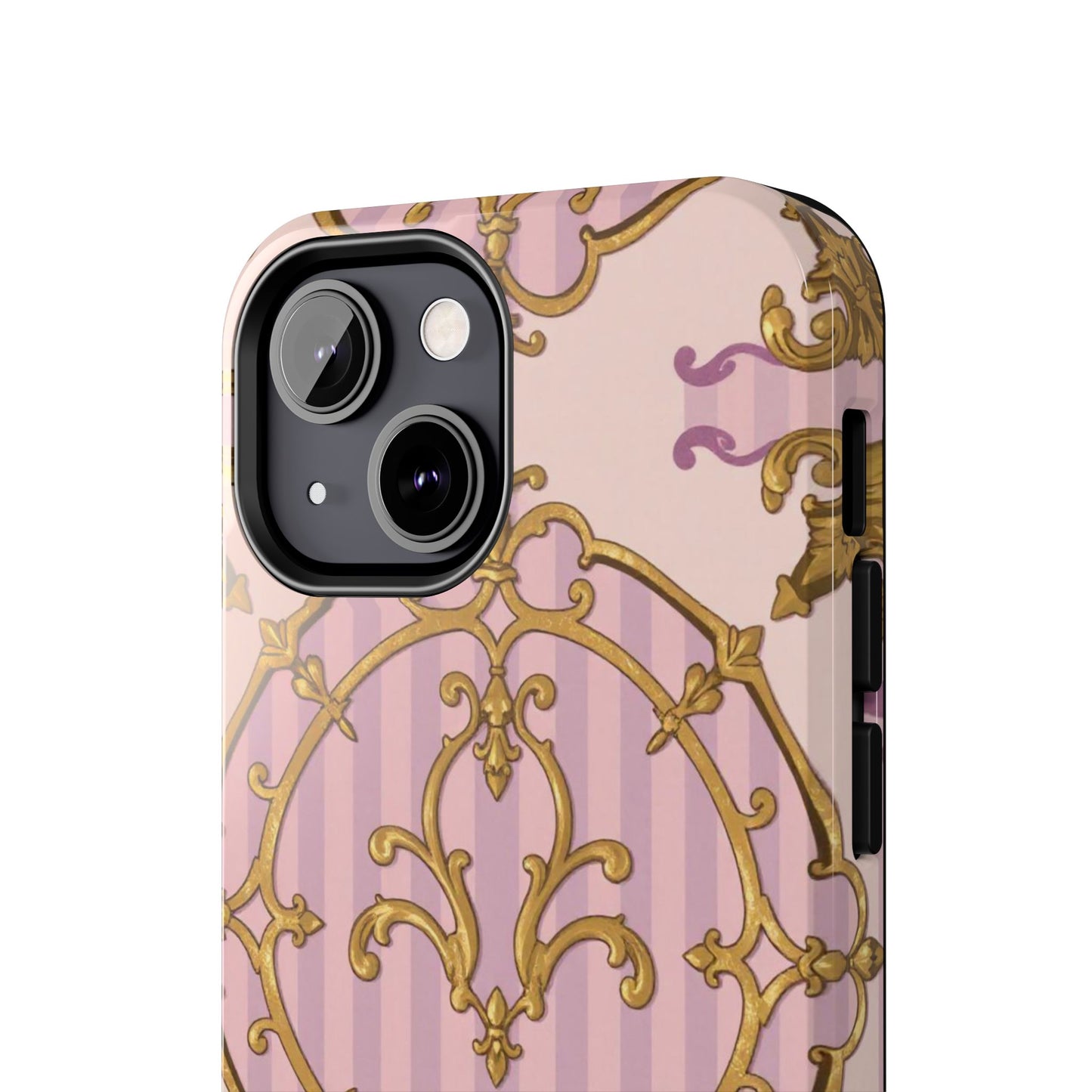 Elegant Vintage Phone Case, Tough Phone Case, Lavender & Alabaster Striped Gold Baroque Phone Cover, Stylish Phone Protector, Gift for Her