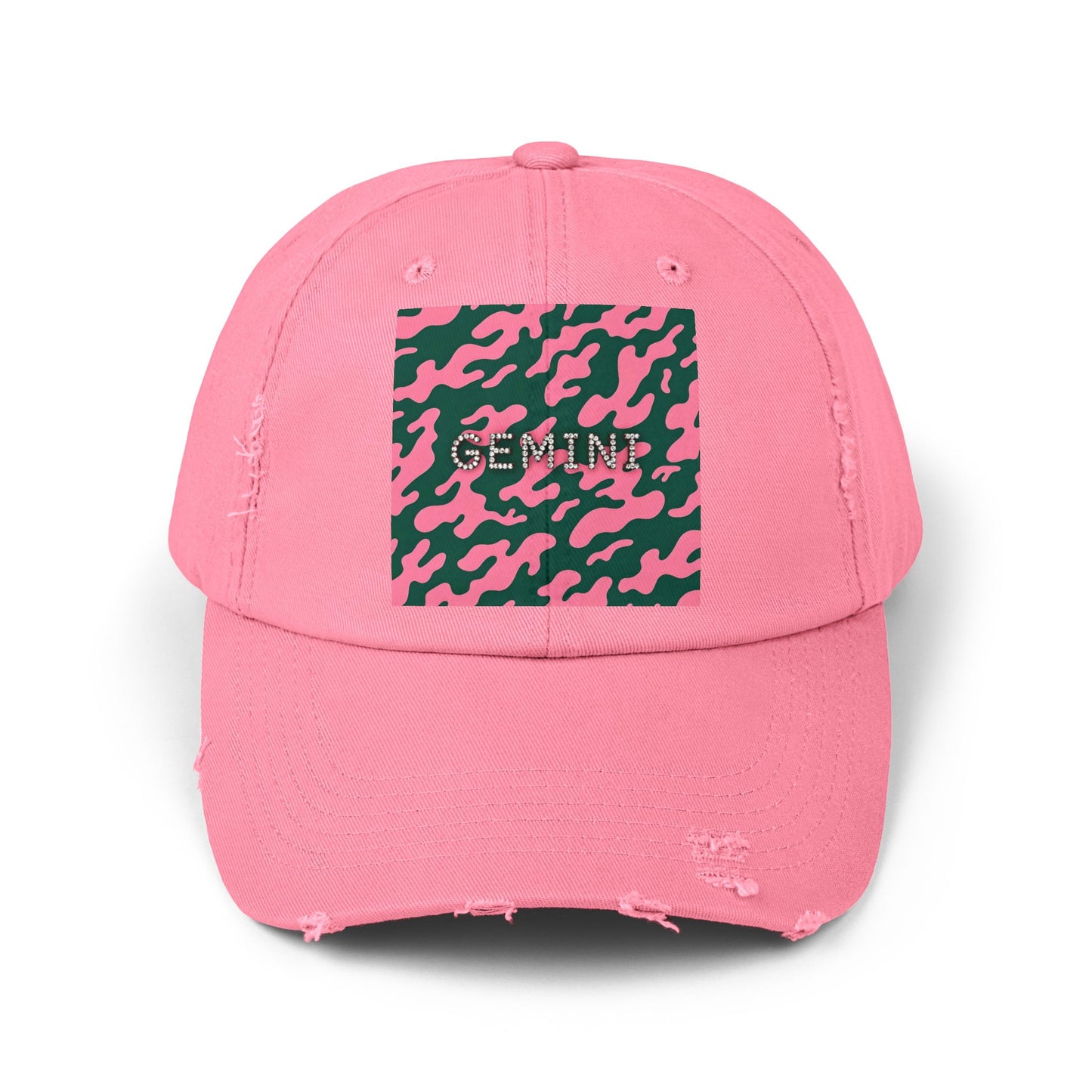 Gemini Distressed Cap - Trendy Unisex Camo Hat for Astrology Lovers