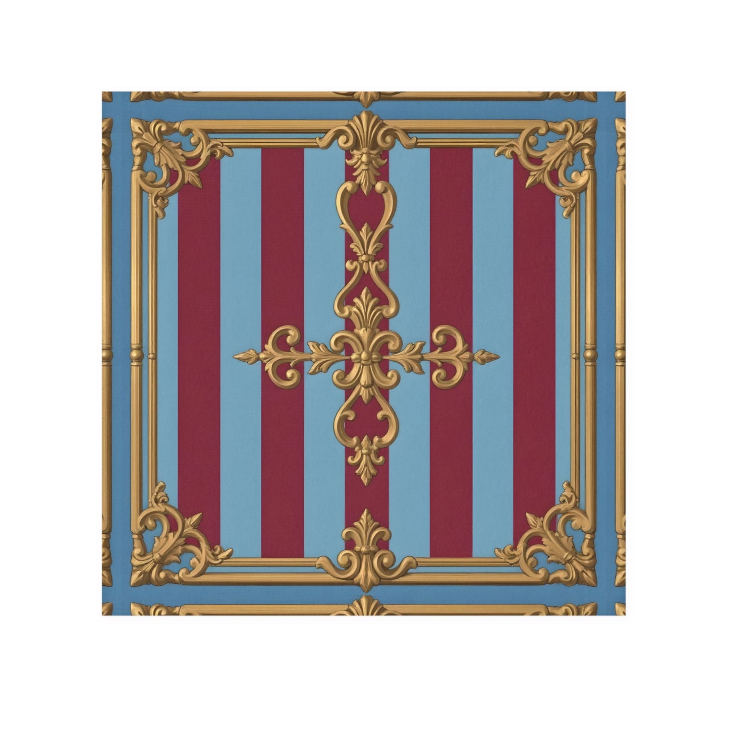 Elegant Decorative Face Towel, Luxurious Spa Towel, Home Décor Towel, Wedding Gift - Sky Blue & Maroon Striped Baroque