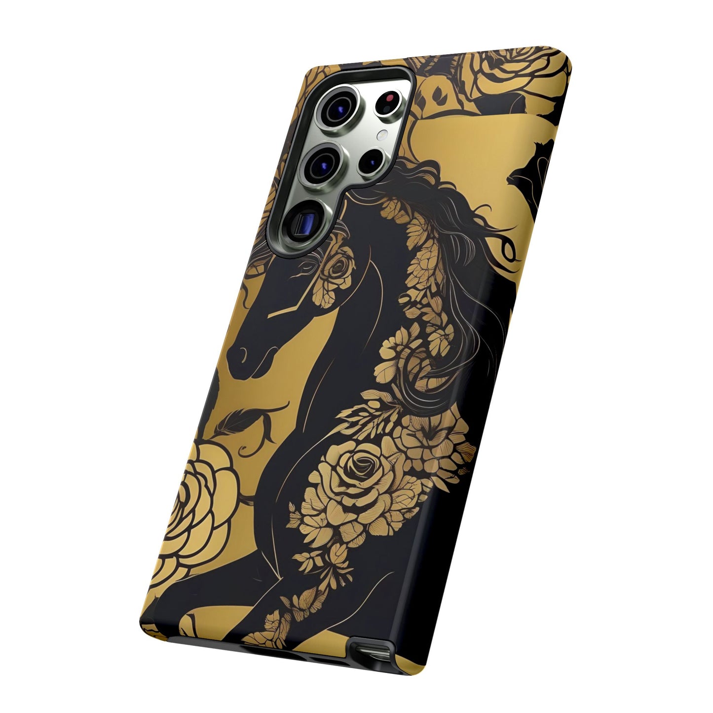 Phone Case - Elegant Horse & Roses Design