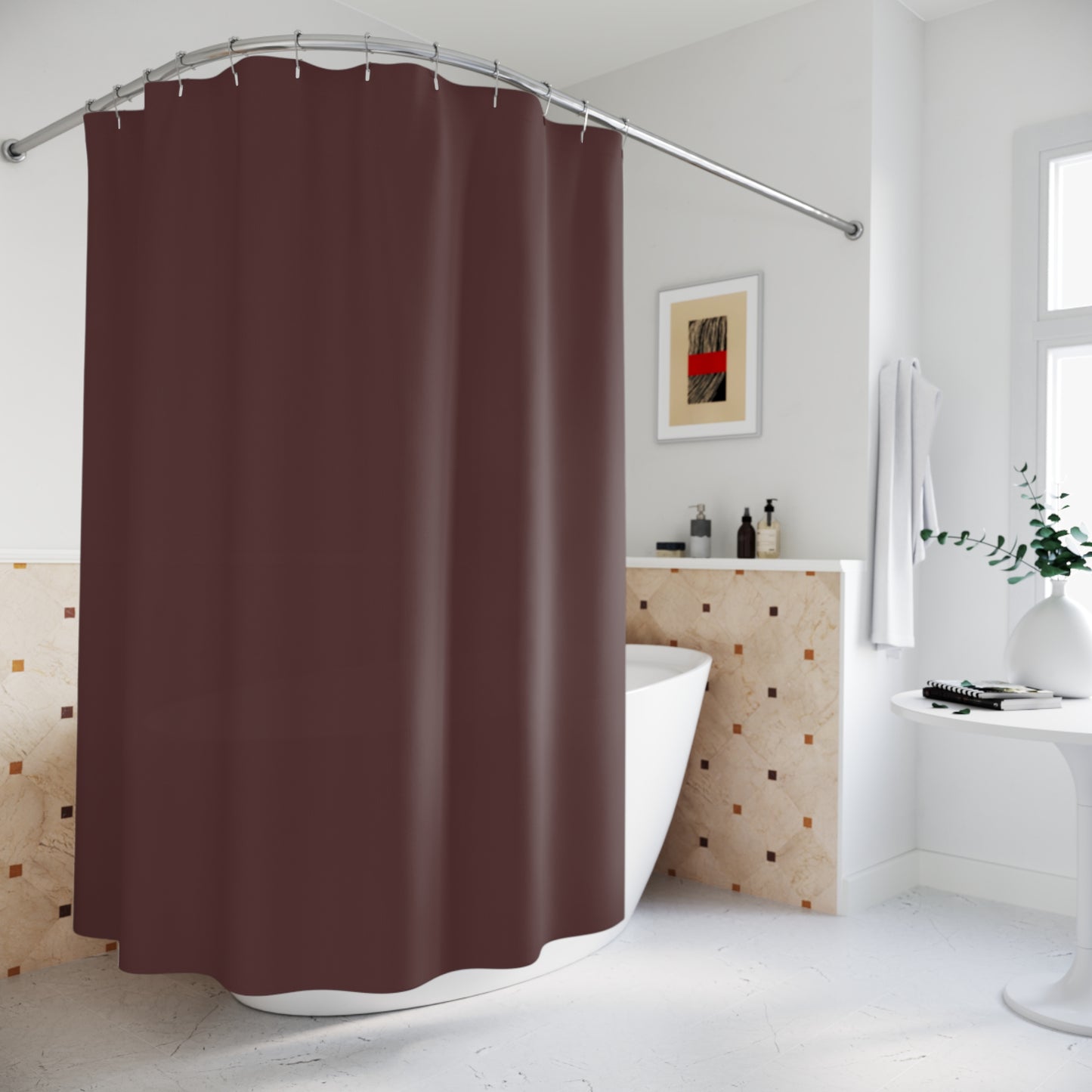 Elegant Brown Merlot Shower Curtain - Bathroom Decor, Modern Home Accessory, Gift for Homeowners, Holiday Style