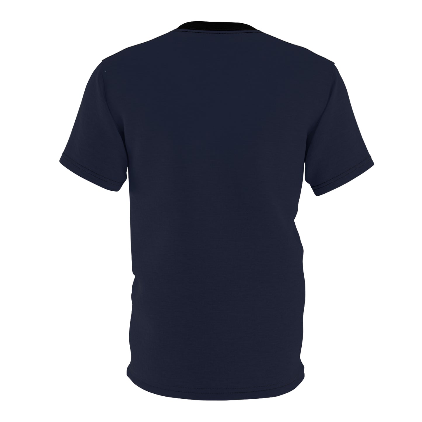Lunar Midnight Stylish (Black Collar) Unisex AOP Cut & Sew Tee, Casual Wear, Graphic Shirt for Every Occasion, Perfect Gift, Holiday Apparel, Streetwear Fashion