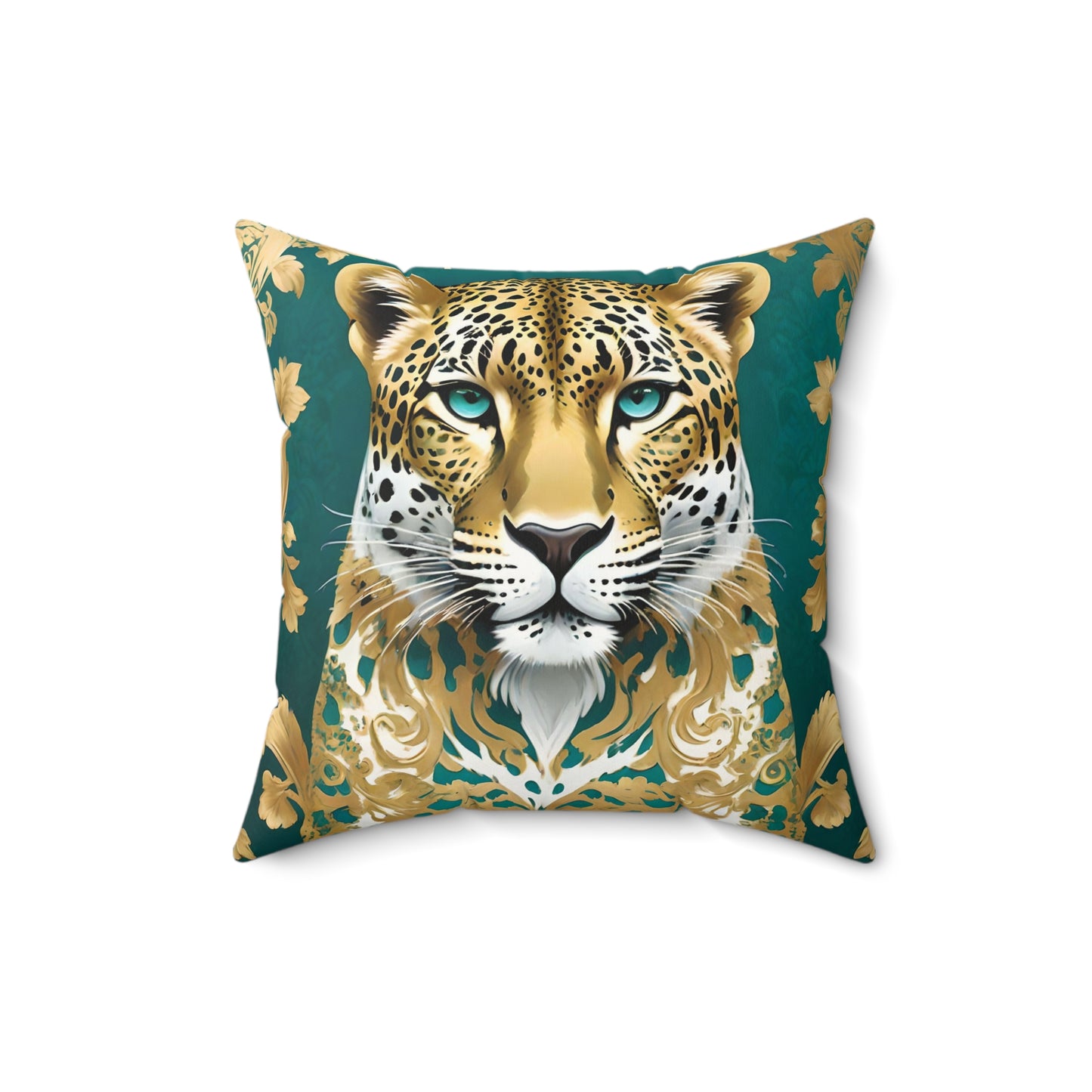 Luxurious Leopard Faux Suede Pillow | Bohemian Home Decor | Gold Leopard Print Cushion