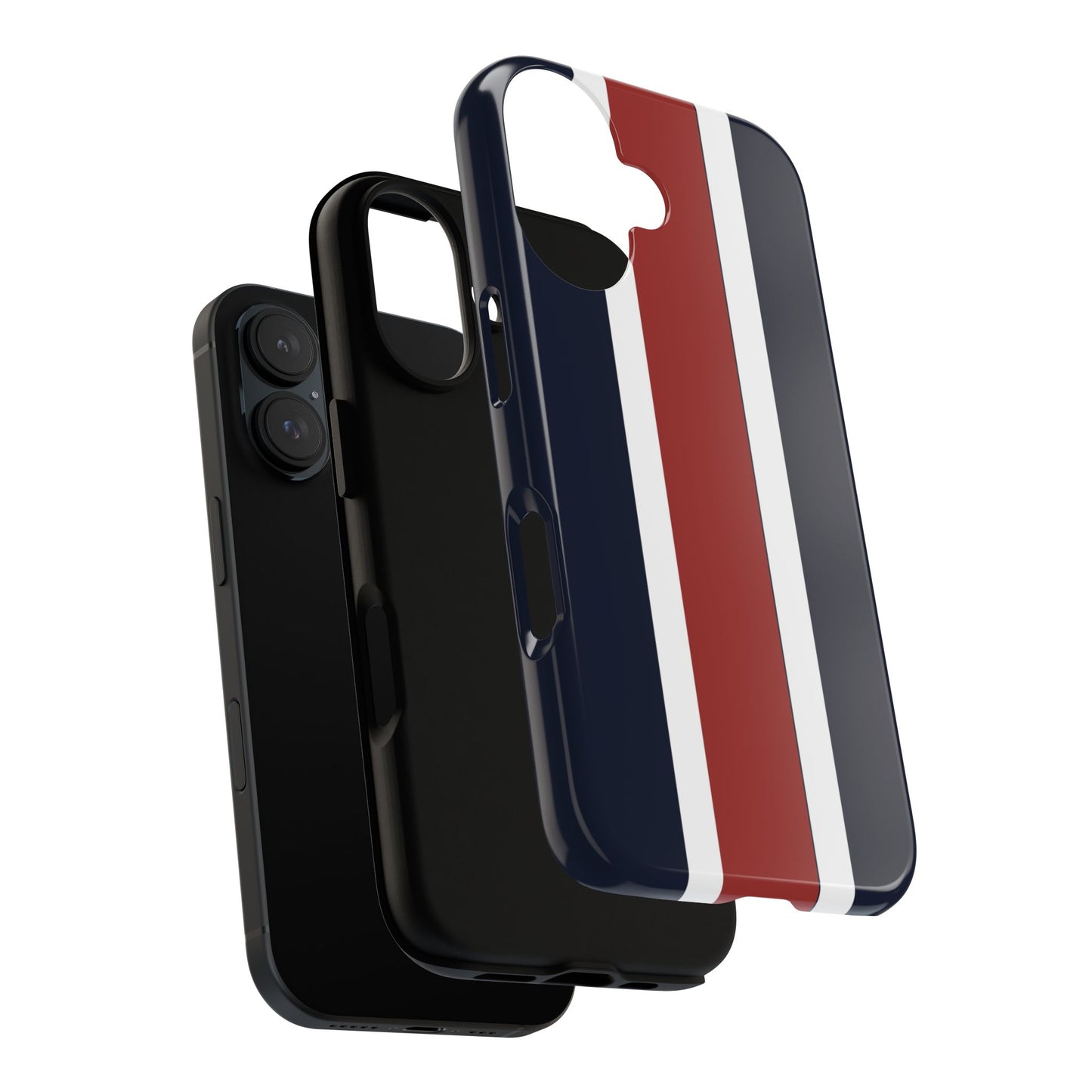 Lunar Midnight & Red-White Striped Stylish Phone Case - Tough Cases, Custom iPhone Cover, Sleek Phone Accessories, Gifts for Him/Her