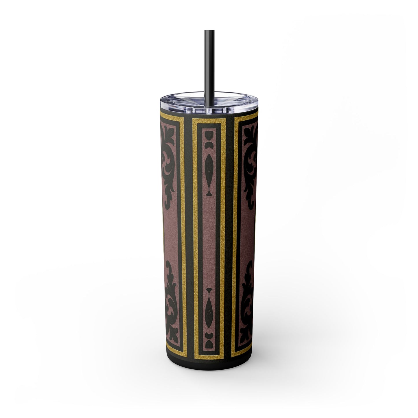 Gilded Mauve With Gold-Black Baroque Tumbler, Elegant Drinkware for Home, Travel, Gifts, Parties, Personalized Beverage Holder