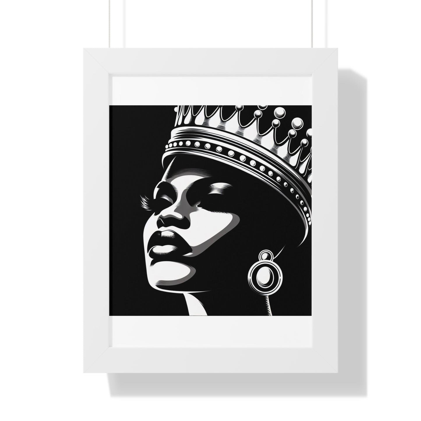 Elegant Crowned Queen Wall Art, Framed Vertical Poster, Home Decor, Modern Wall Art, Gift for Her, Inspirational Art