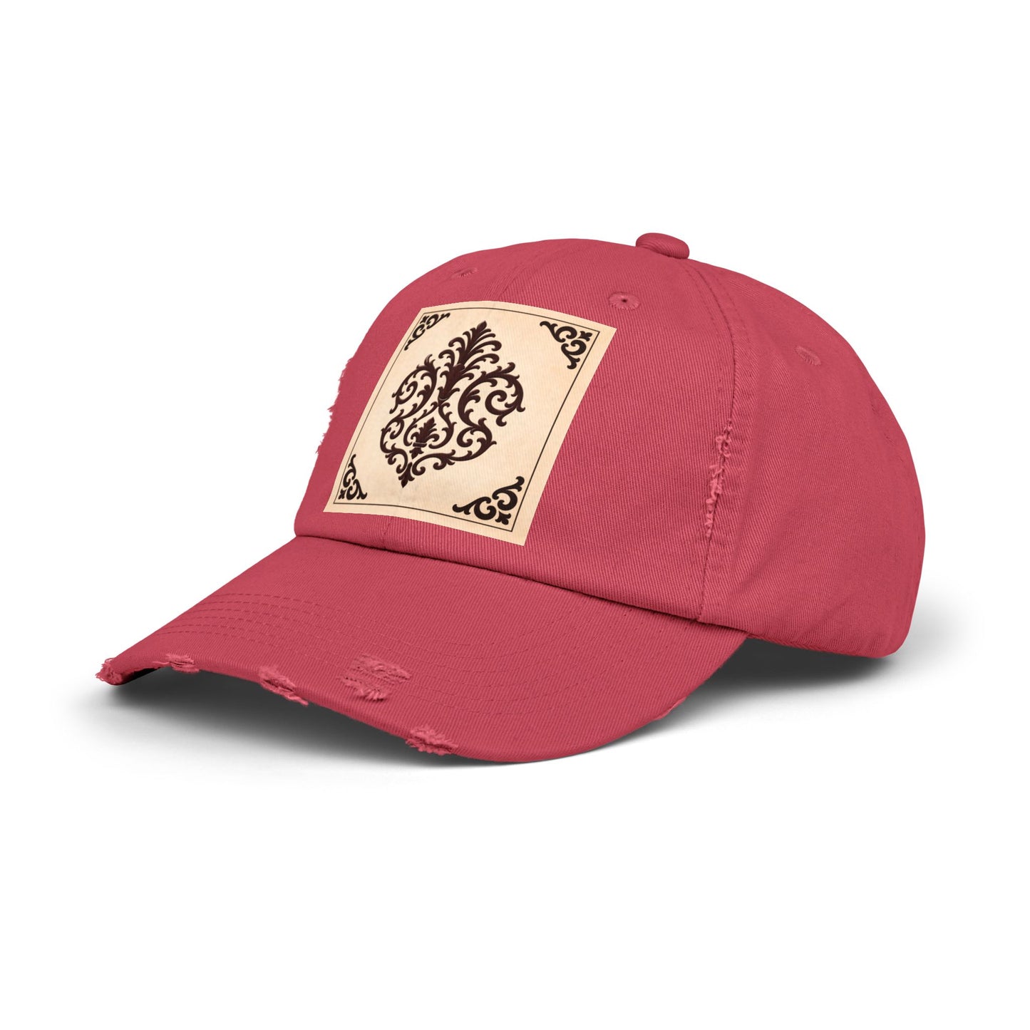Almond-Beige & Brown Baroque Distressed Cap with Vintage Baroque Patch