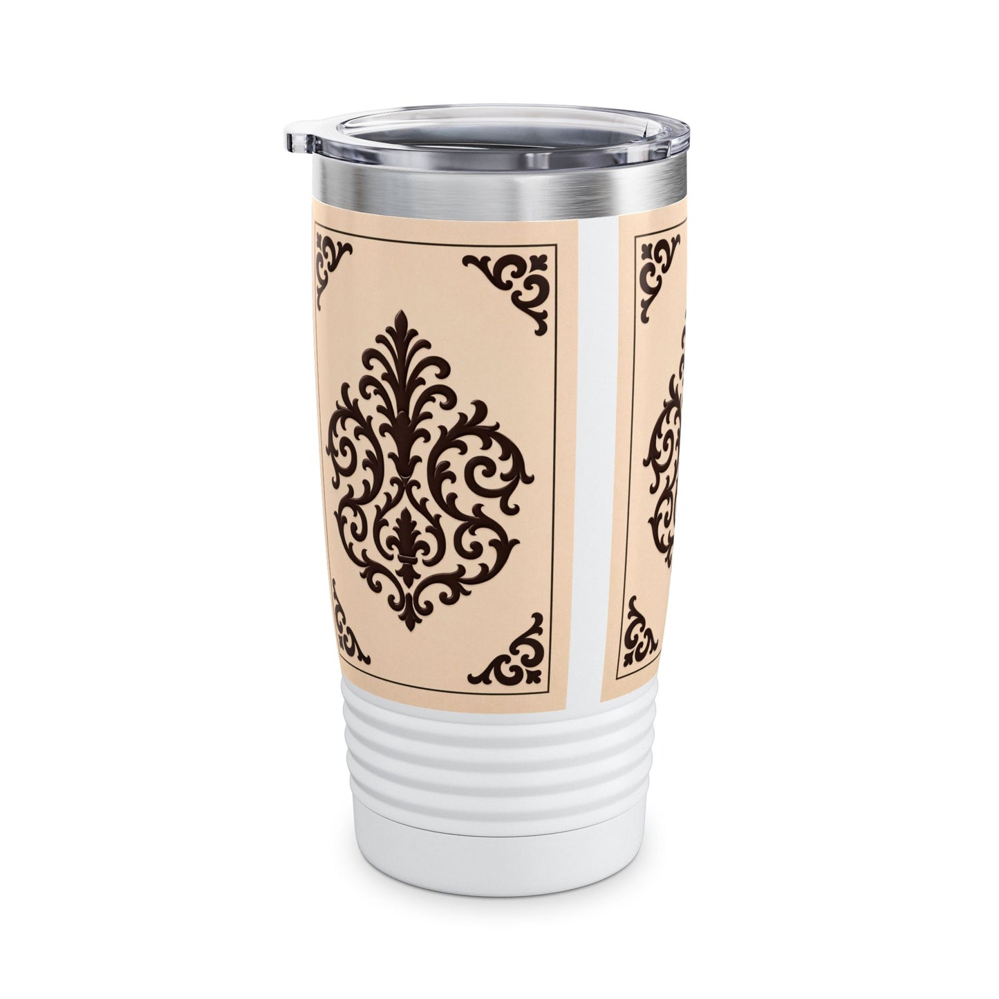 Almond-Beige & Brown Baroque 20oz Tumbler – Beige & Brown Insulated Travel Cup