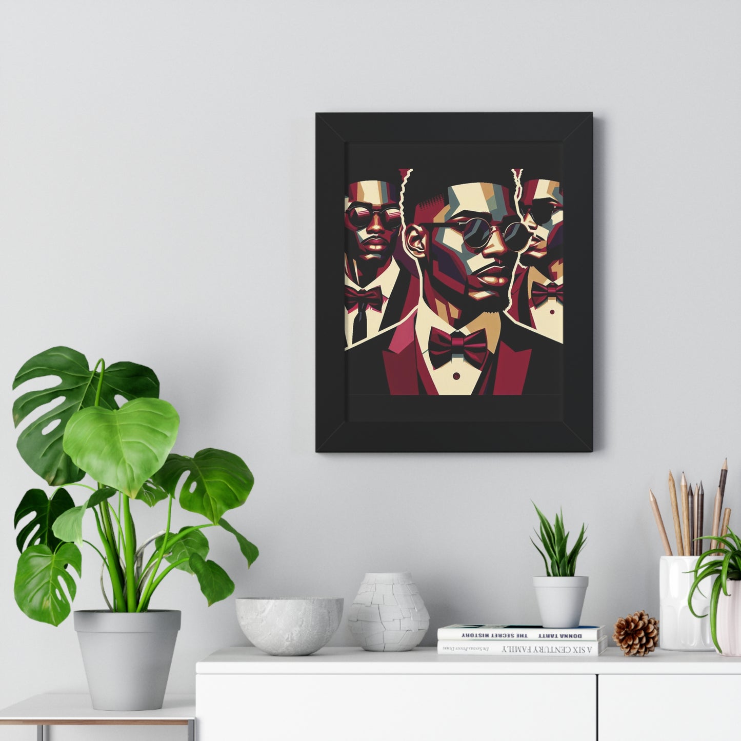 Stylish Framed Vertical Poster - Modern Art for Home Decor - Man In Burgundy Suit