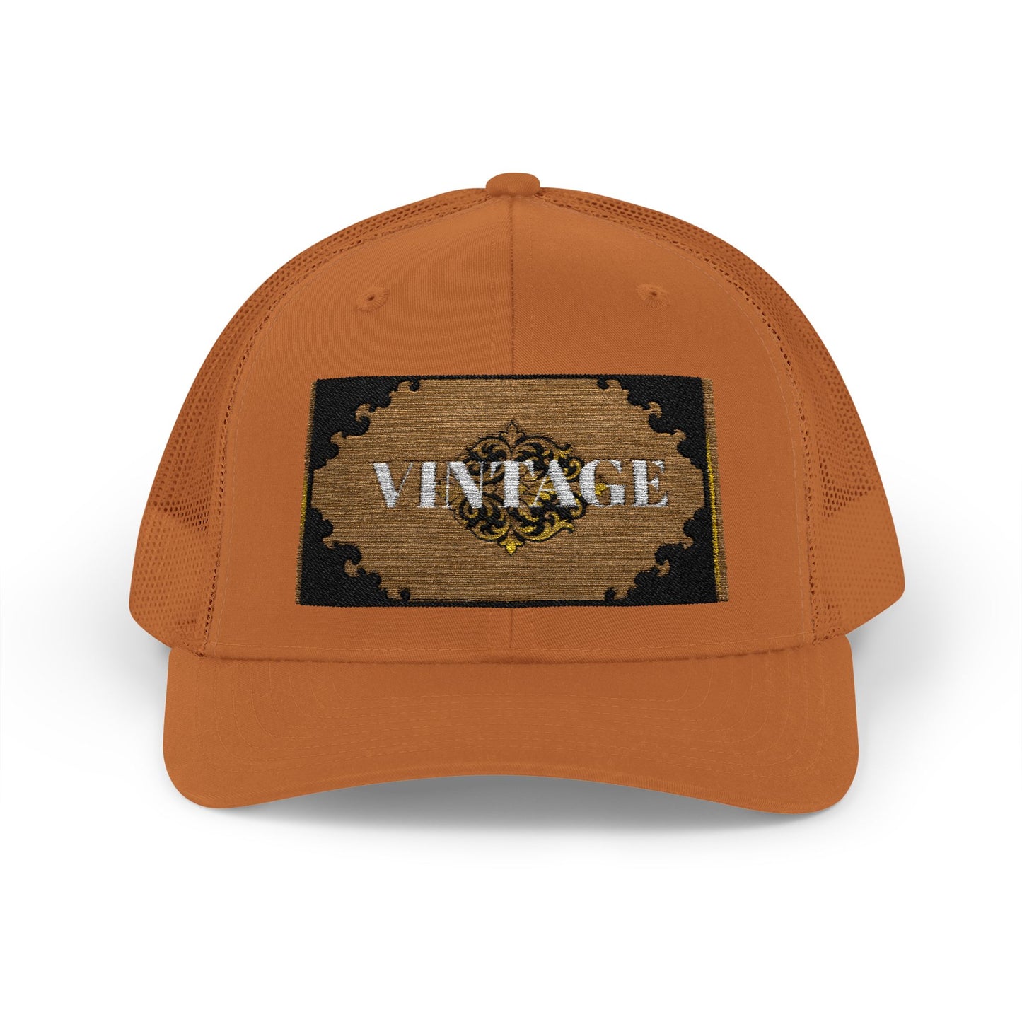 Mauve & Black-Gold Vintage Baroque Patch Trucker Cap