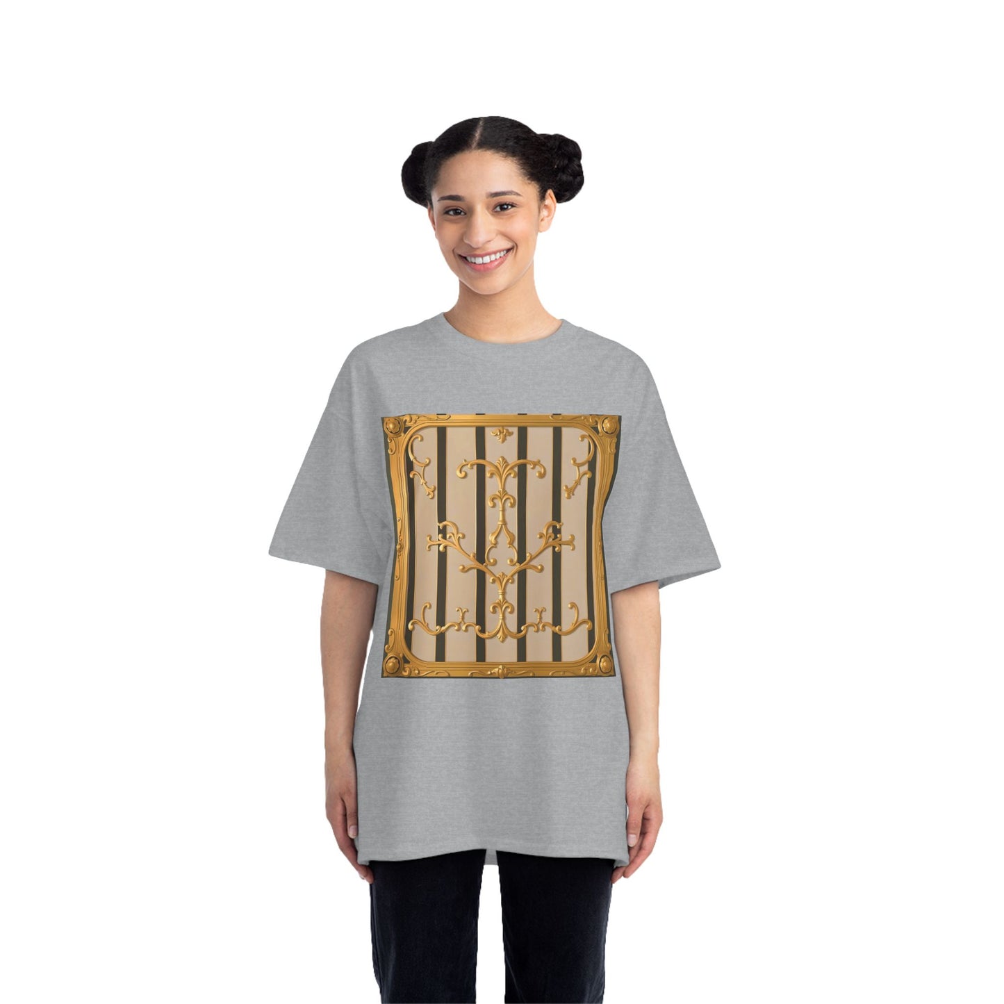 Beefy-T® Unisex Short-Sleeve T-Shirt - Beige Striped Gold Rococo