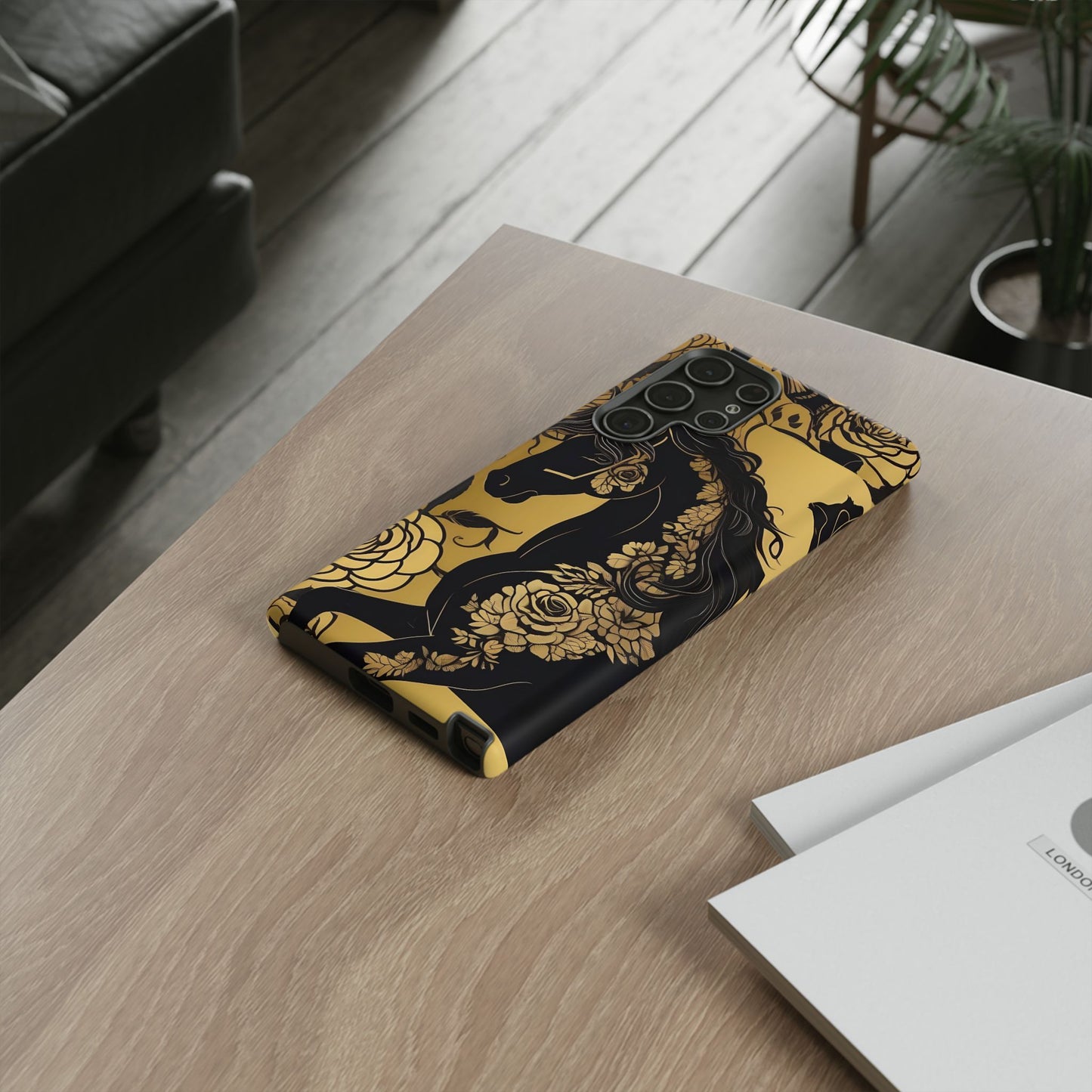 Phone Case - Elegant Horse & Roses Design