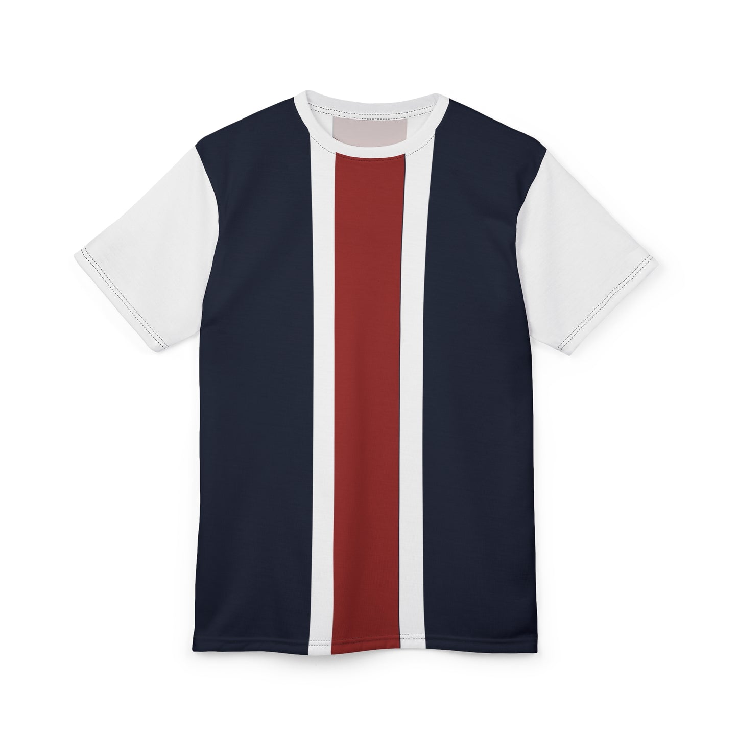 Lunar Midnight & Red-White Striped Stylish Unisex Cut & Sew Tee - Casual Wear, Everyday Style, Gift for Him/Her, Summer Fashion, Streetwear