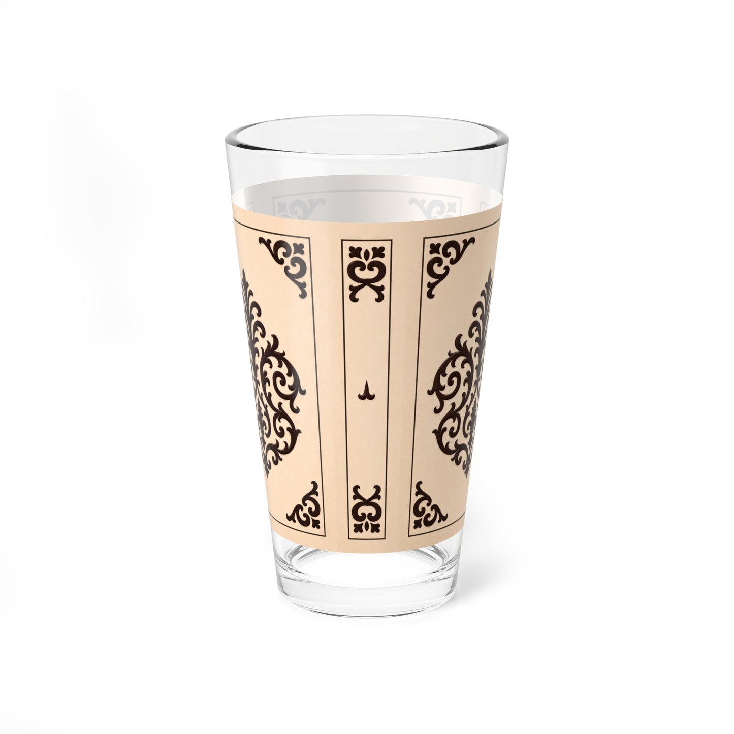Almond-Beige & Brown Baroque Mixing Glass — Vintage Baroque 16oz Cocktail Mixing Glass