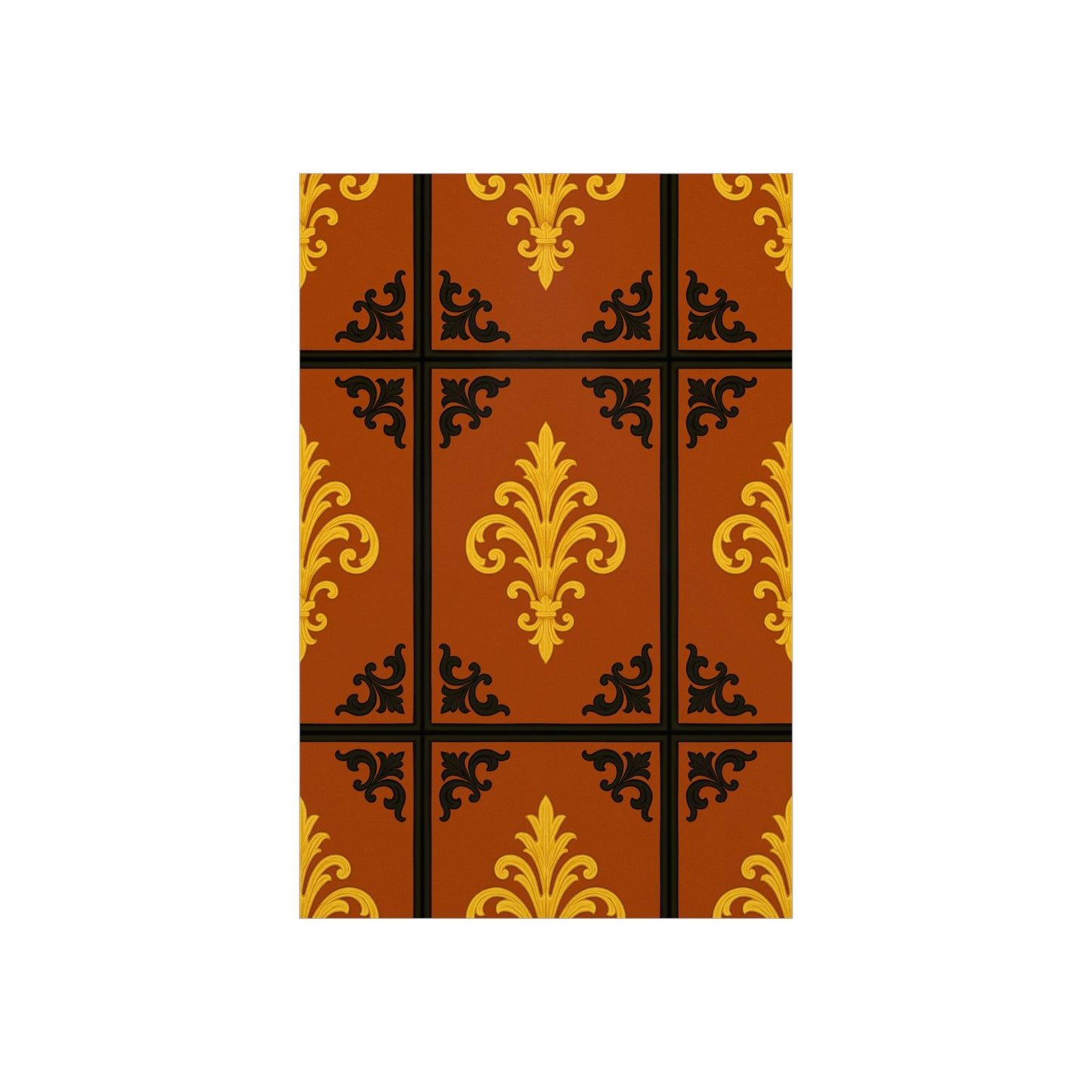 Dusk Terracotta Baroque Foam Board — Baroque Pattern Wall Art (Dusk Terracotta, Gold & Black)