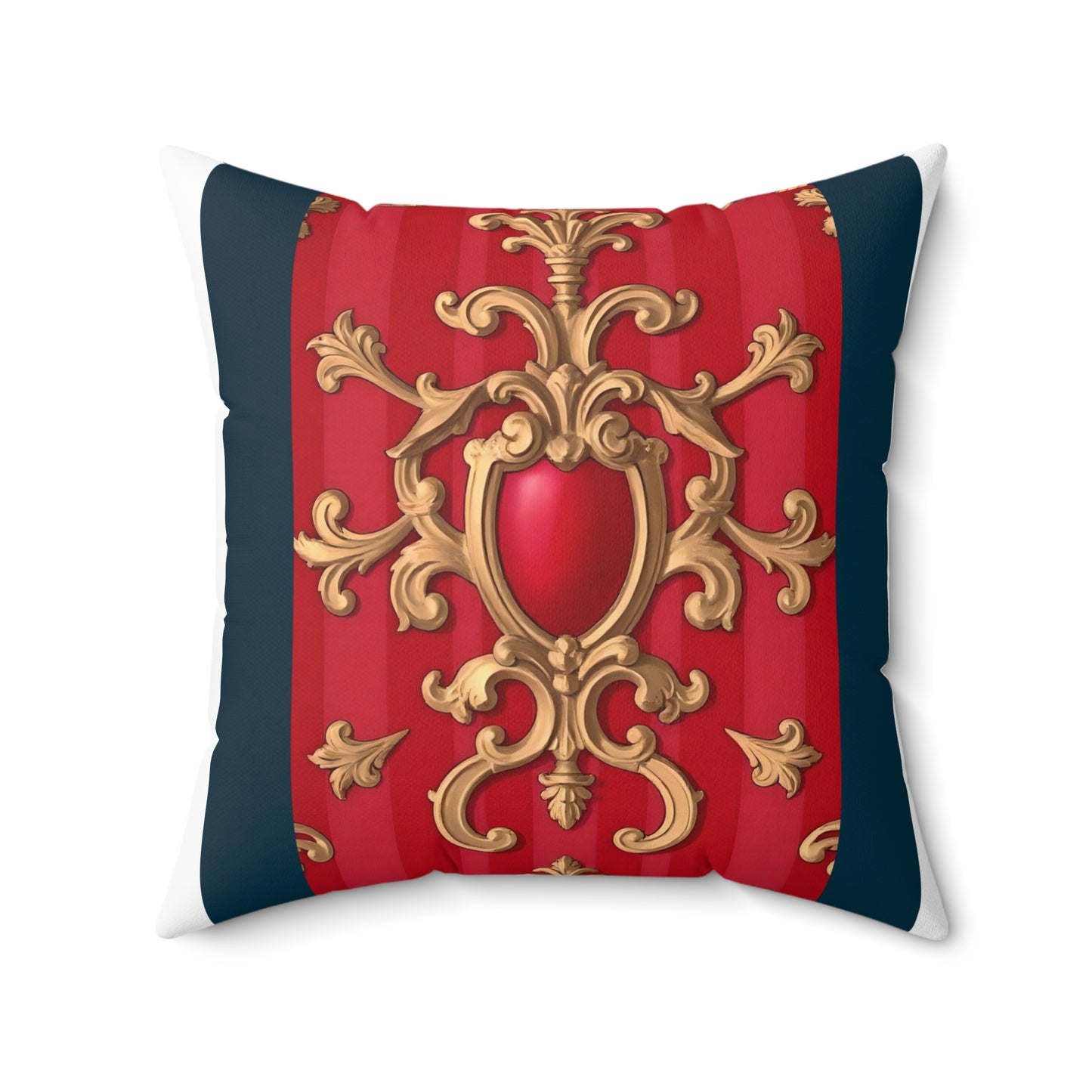 Regal Decorative Pillow - Elegant Home Decor, Luxury Cushion, Statement Pillow, Gift for Homeowners - Blue, Red & White Striped Baroque