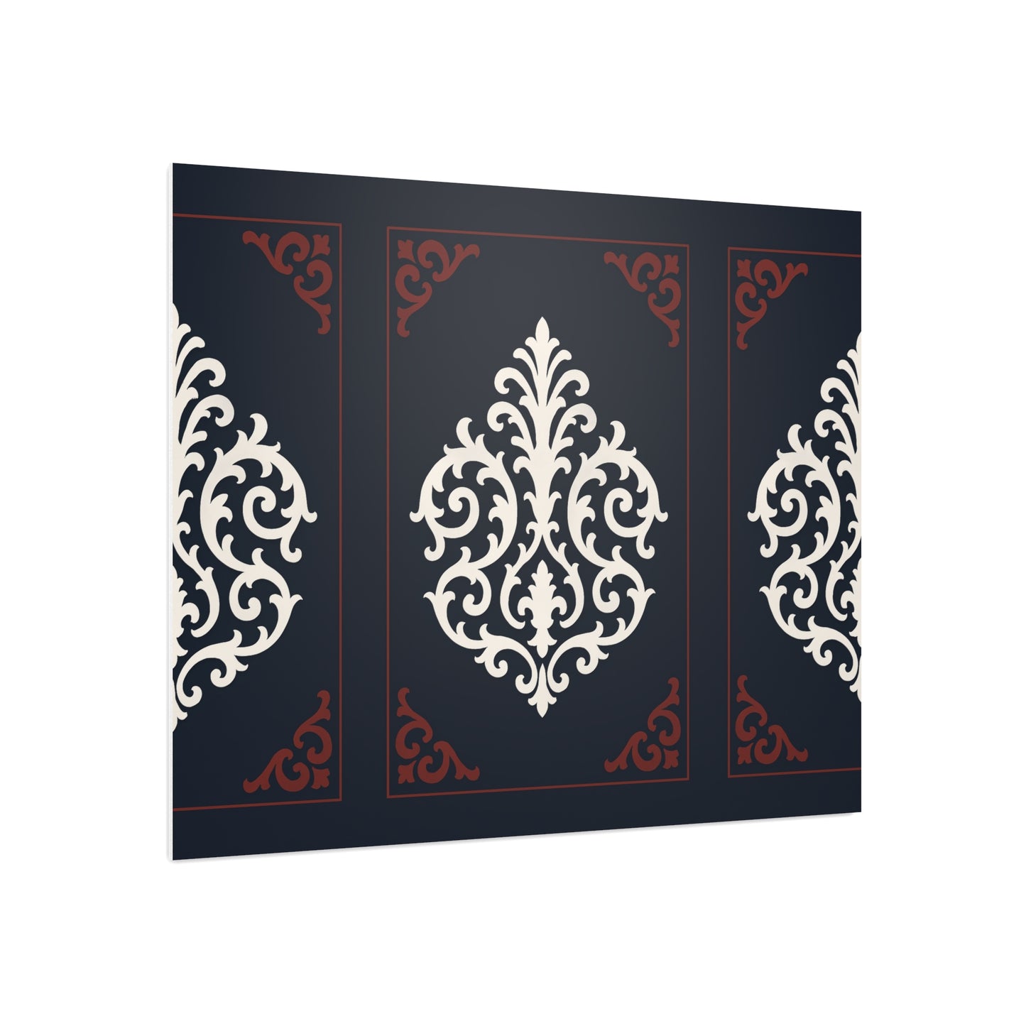 Dusk Blue-Maroon & White Baroque Foam Board Wall Art — Blue, White & Maroon Pattern