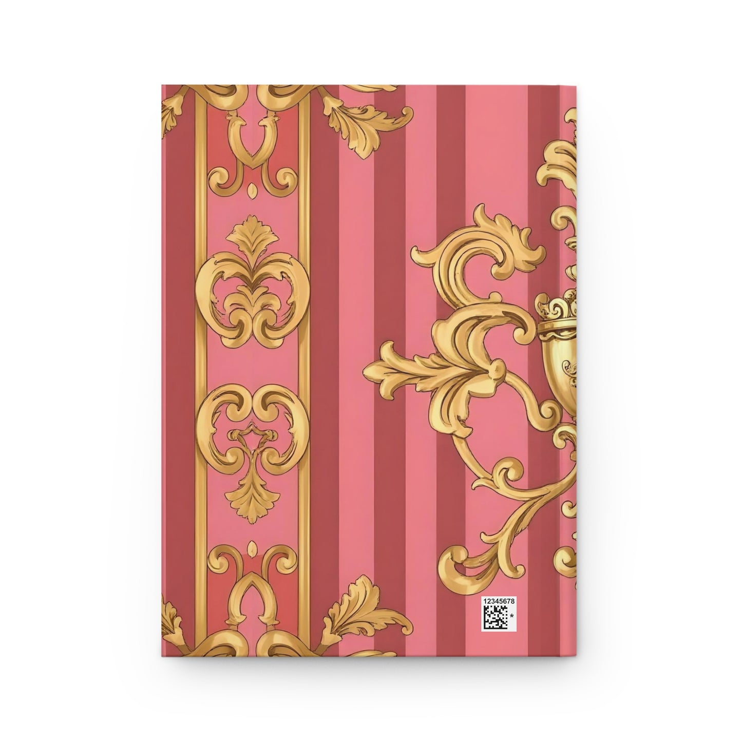 Elegant Gold and Pink Hardcover Journal, Beautiful Notebook, Luxurious Gift, Writing Journal - Pink Striped Gold Baroque