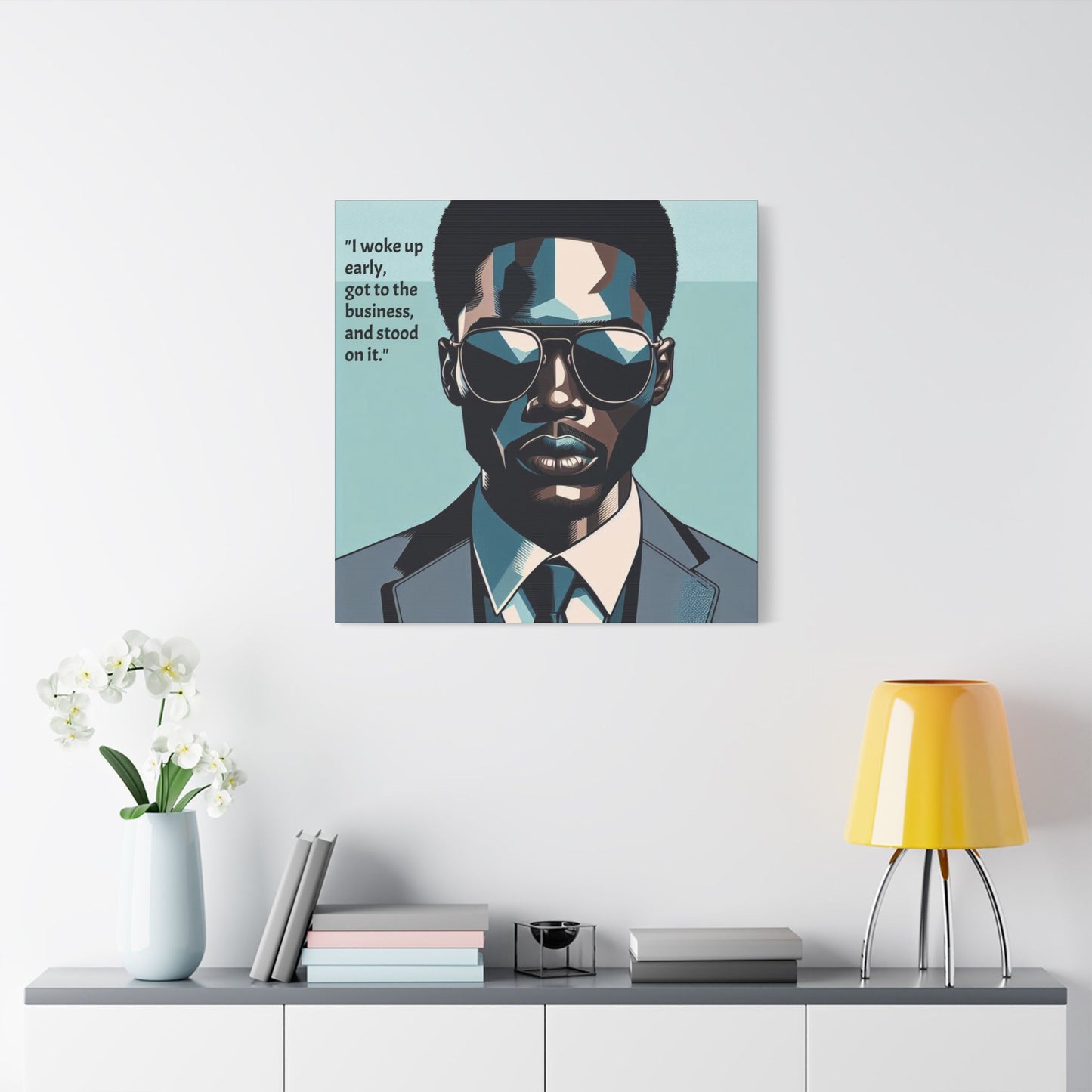 Afro Art Print Canvas, Wall Decor, Satin Stretched Canvas, African American Art, Office Decor, Home Decor - "I woke up early"