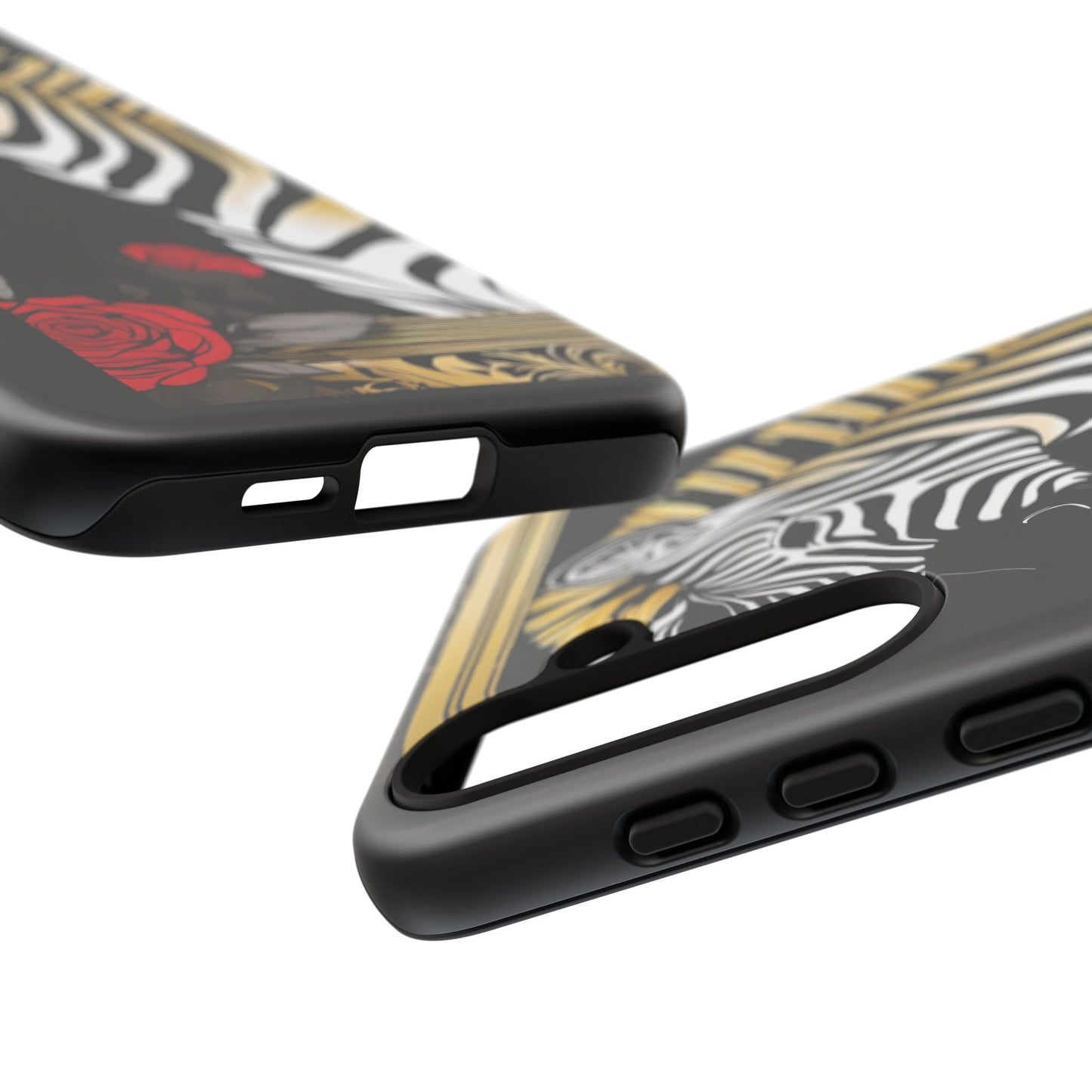 Phone Case - Elegant Zebra & Roses Design