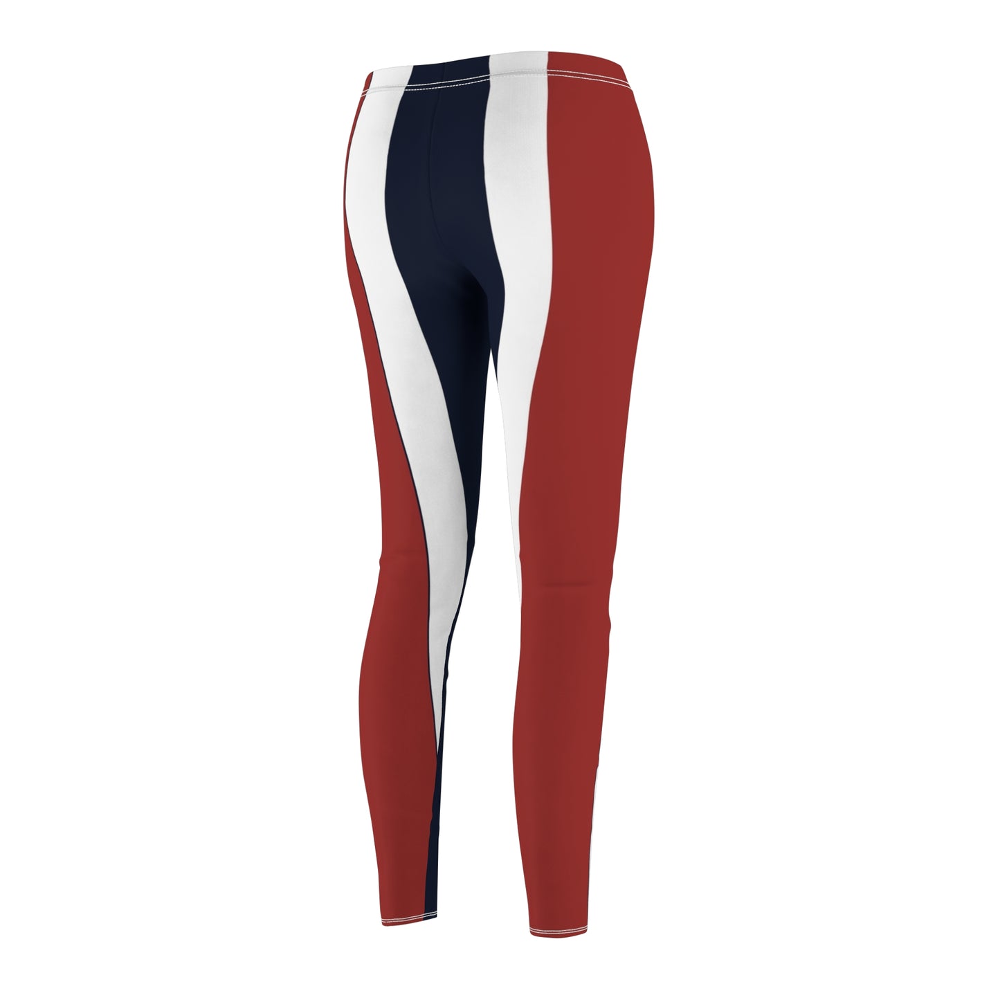 Lunar Midnight & Red-White Striped Stylish Casual Leggings for Women, Sporty Activewear, Fitness Leggings, Everyday Comfort, Perfect for Yoga & Workout