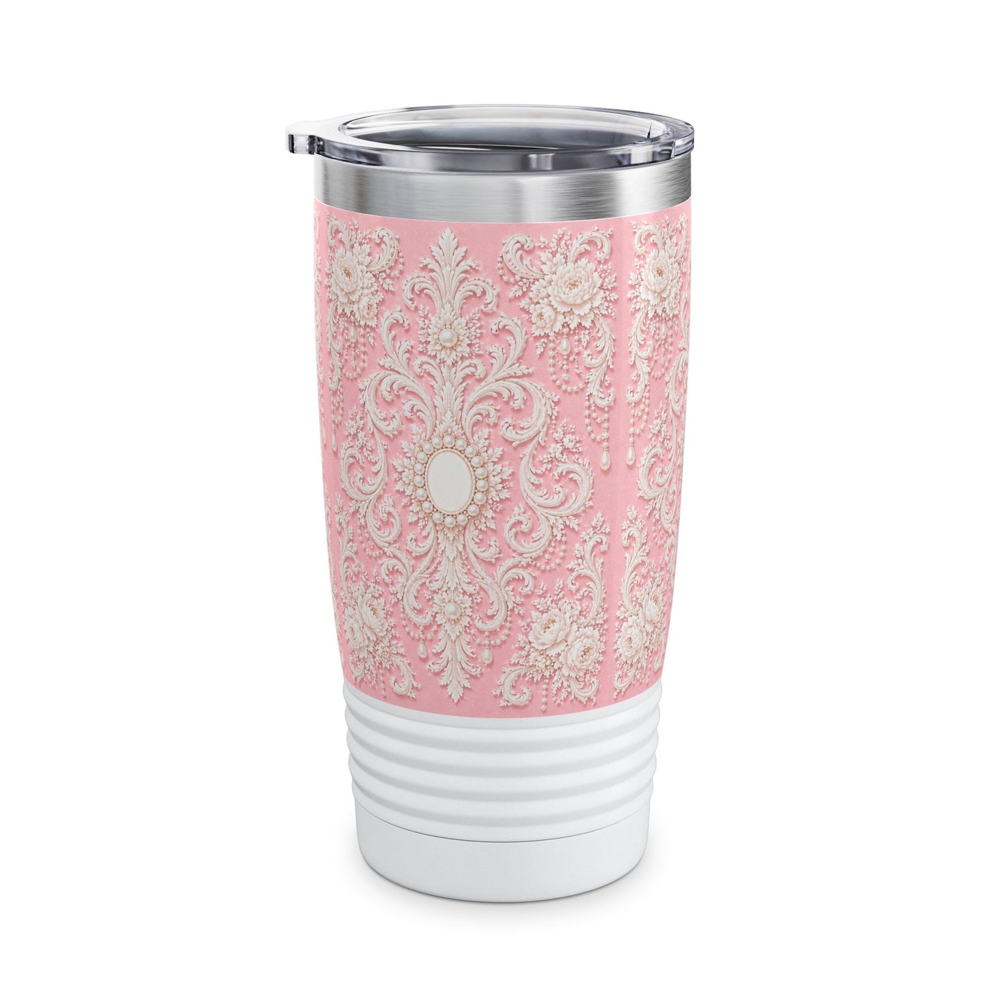 Pink Rococo 20oz Tumbler – Elegant Floral Insulated Travel Cup