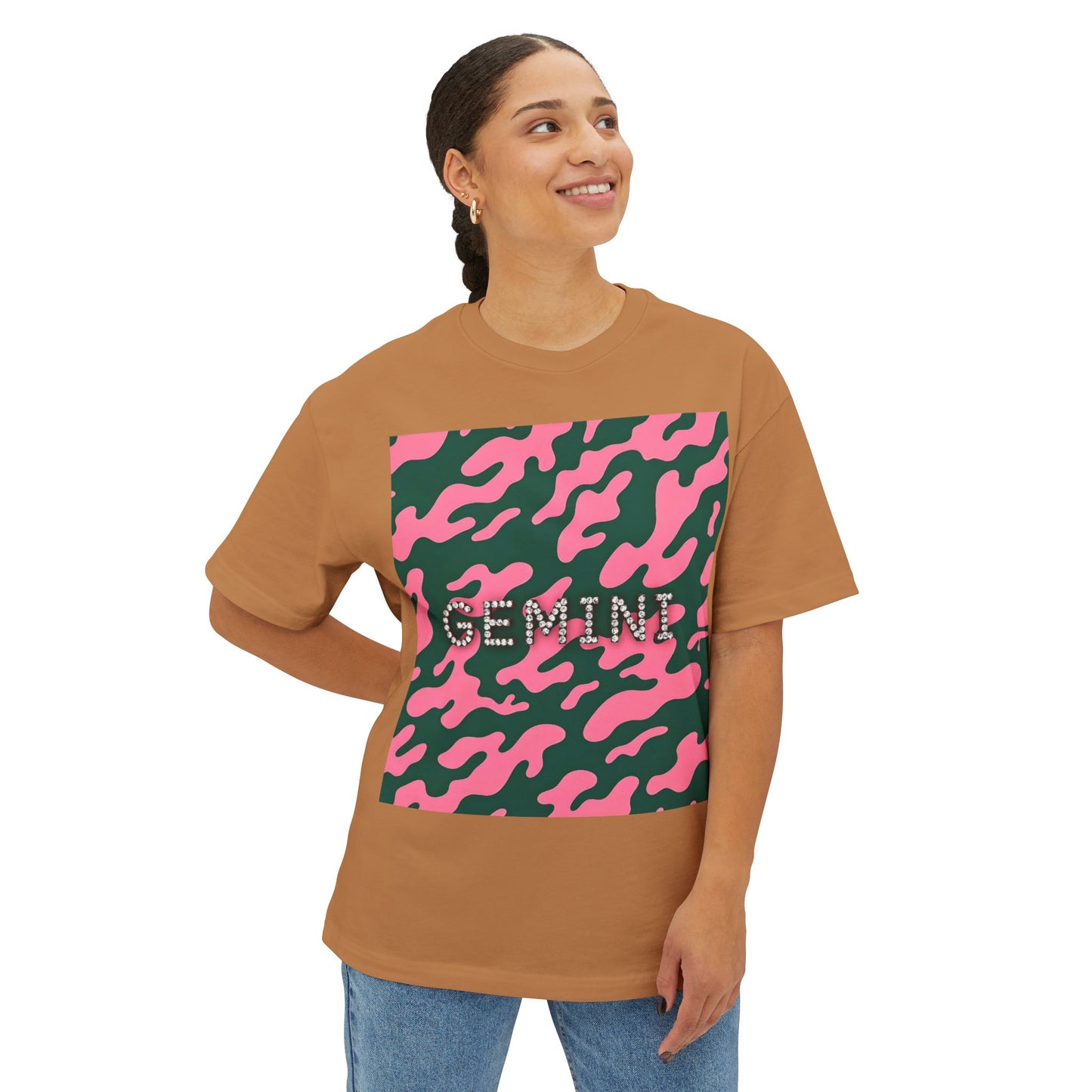 Gemini Camo Oversized Tee - Perfect for Astrology Lovers