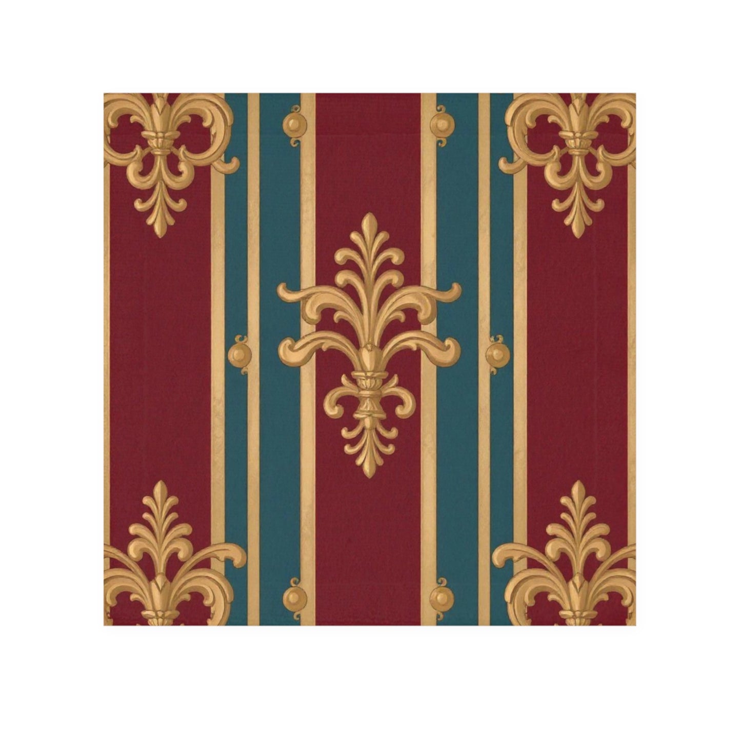 Luxurious Decorative Face Towel, Elegant Gifts, Bathroom Decor, Spa Accessories, Hostess Gifts - Burgundy Striped Gold Baroque