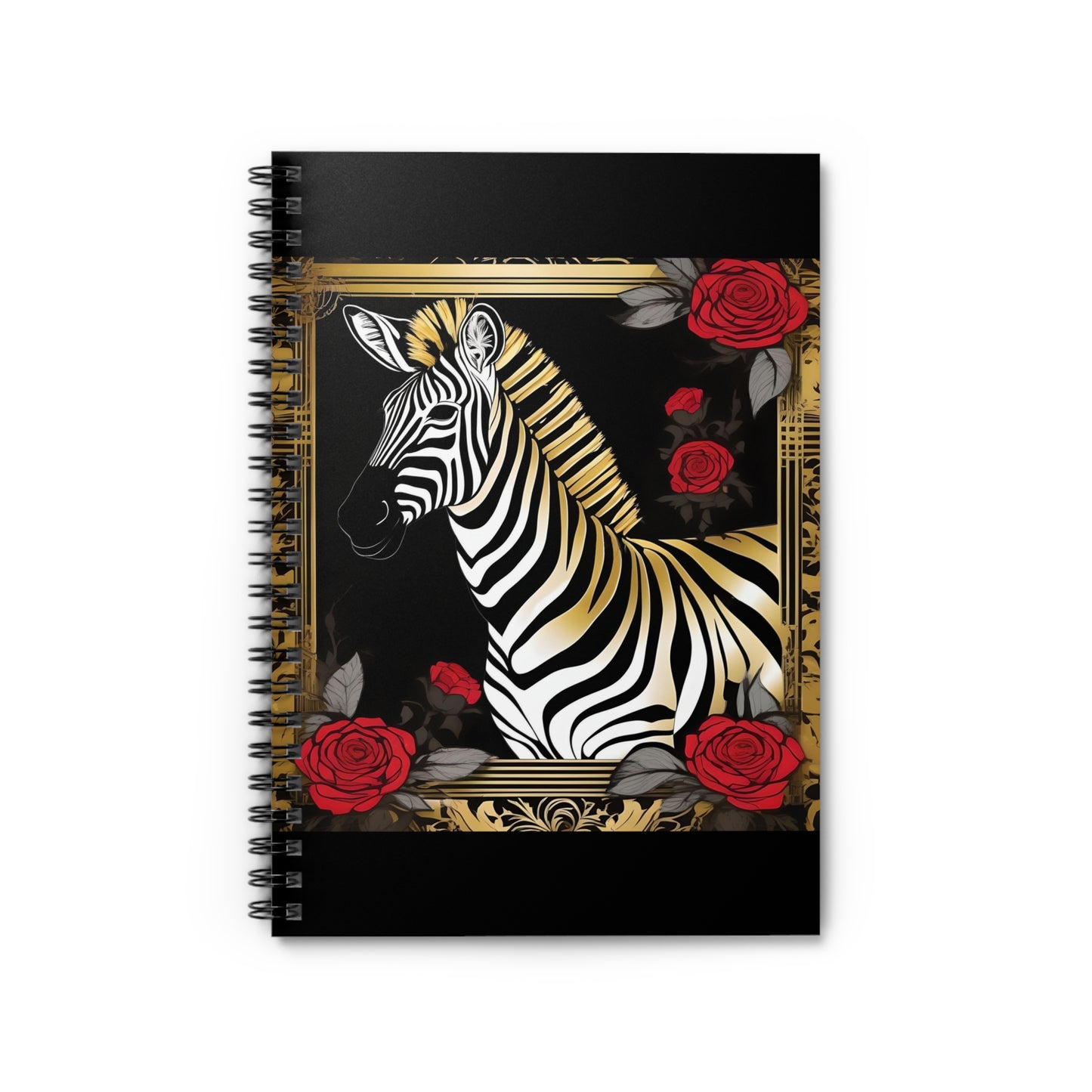 Elegant Vintage Spiral Notebook - Ruled Line with Zebra & Roses