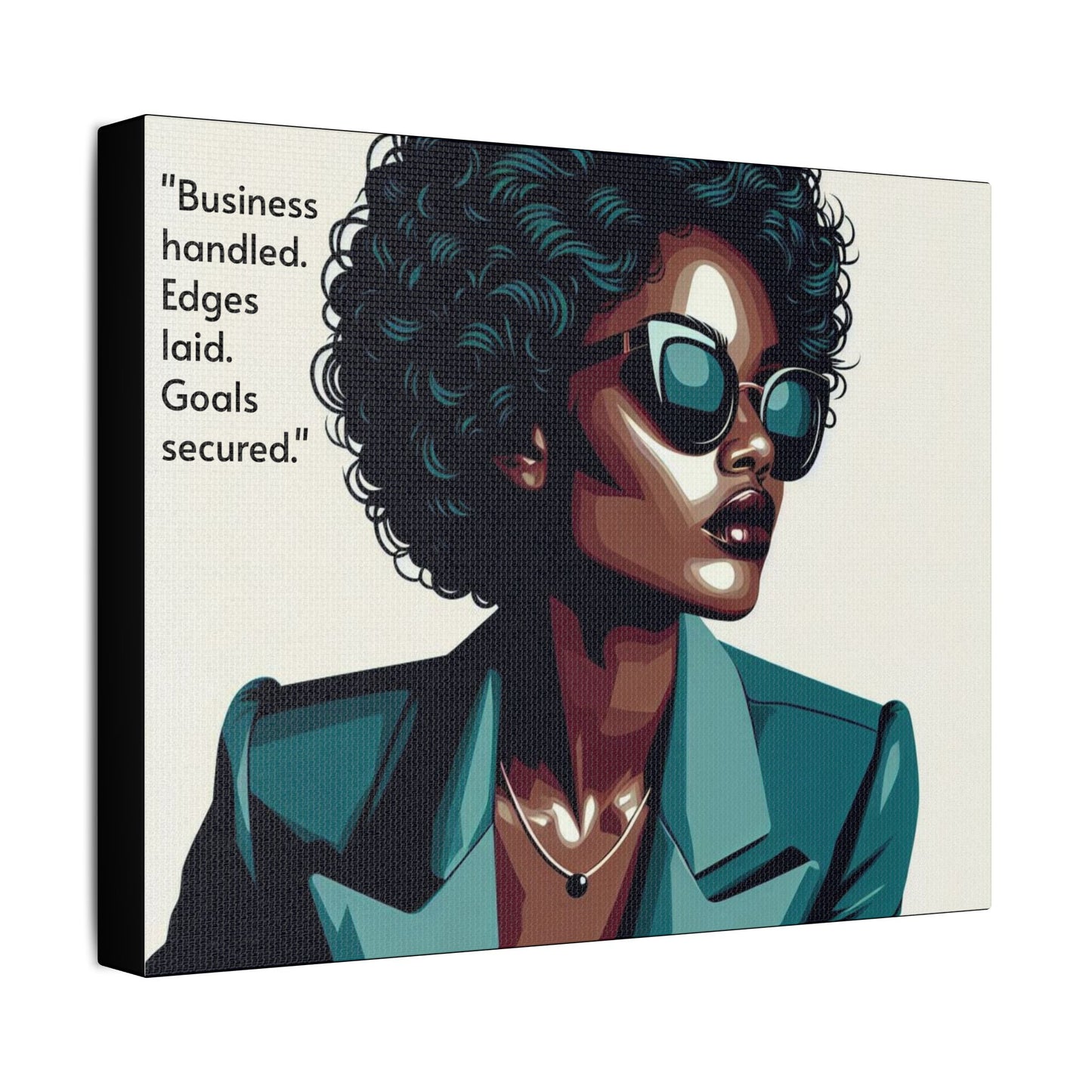 Afro Art Print Canvas, Wall Decor, Satin Stretched Canvas, African American Art, Office Decor, Home Decor - "Business handled."