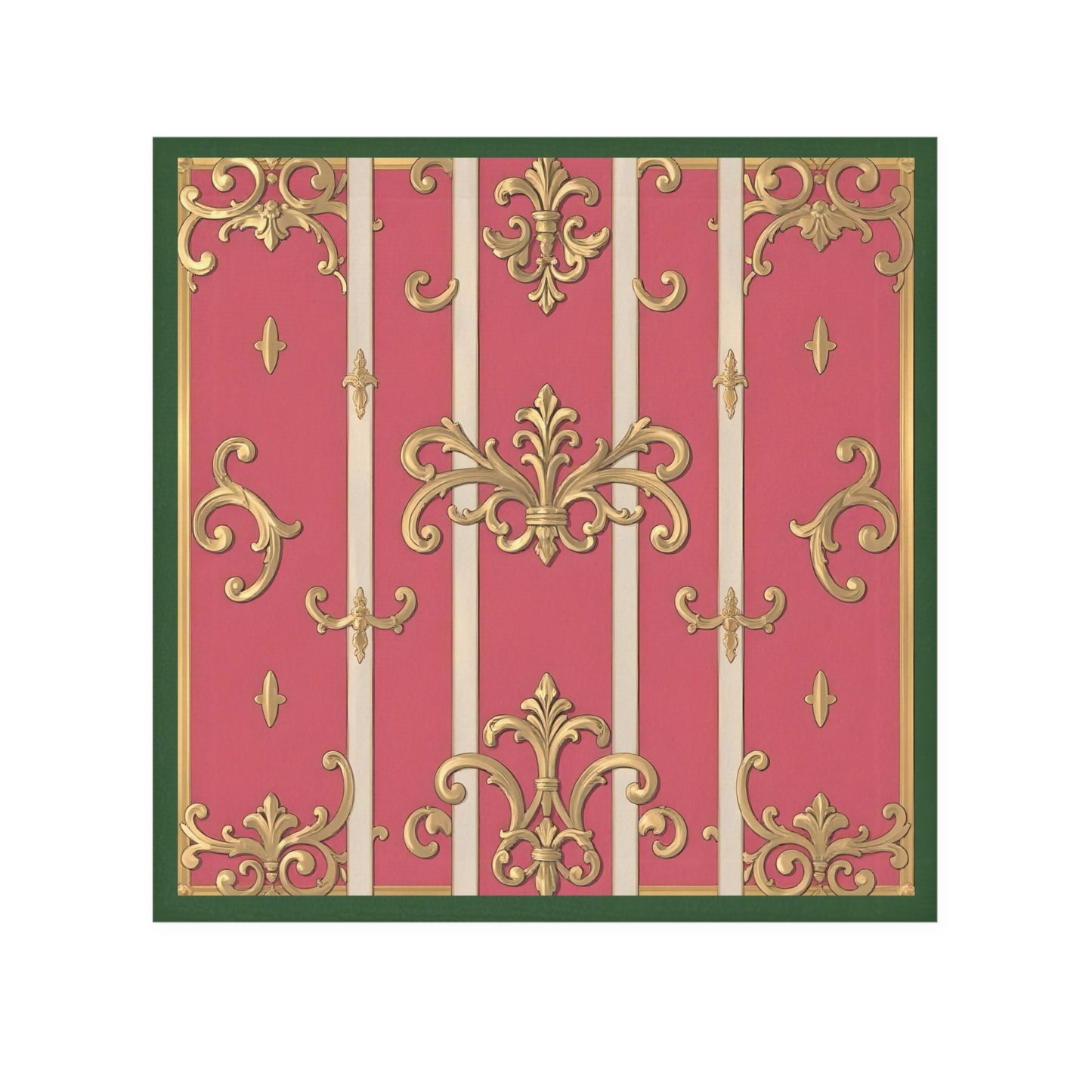 Elegant Green Border Pink Striped Baroque Decorative Face Towel - Luxurious Bathroom Accessory, Perfect Gift for Hostess, Weddings