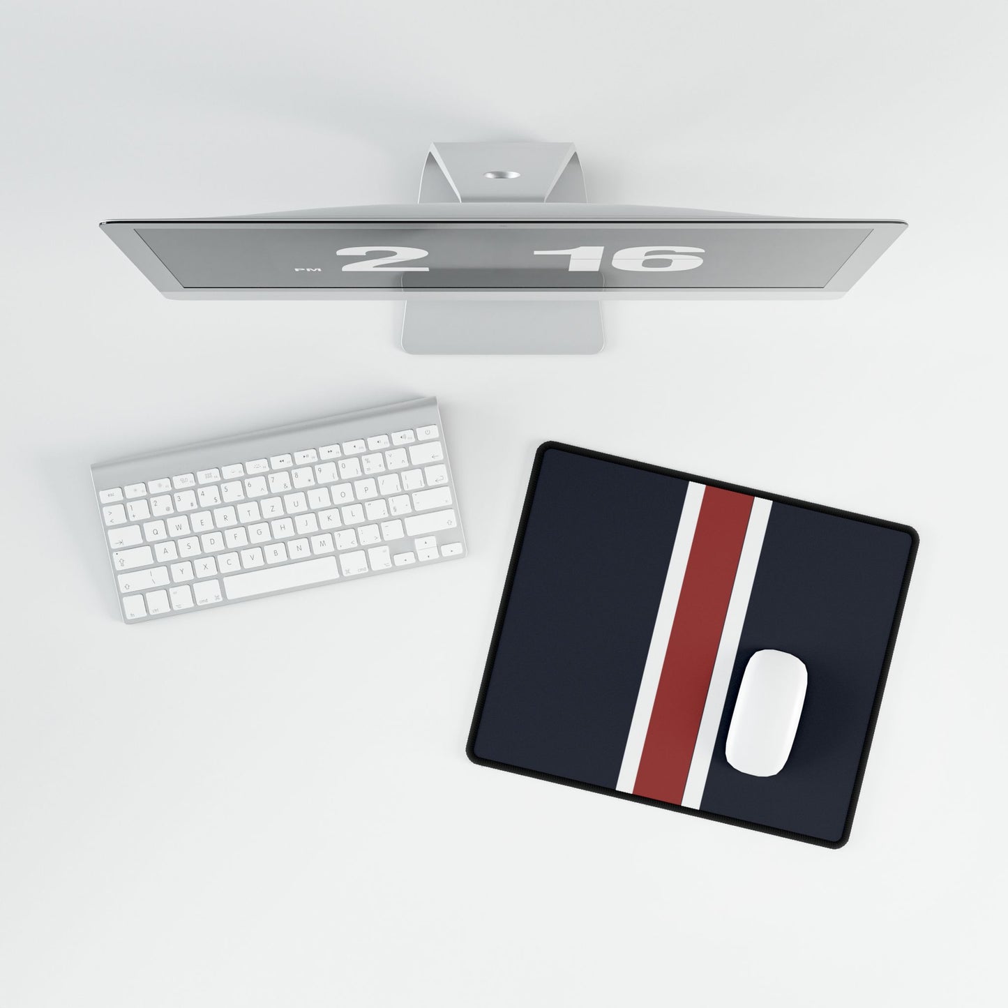 Lunar Midnight & Red-White Striped Stylish Desk Mats for Home Office, Minimalist Desk Accessories, Customizable Workspaces, Perfect Students Gift