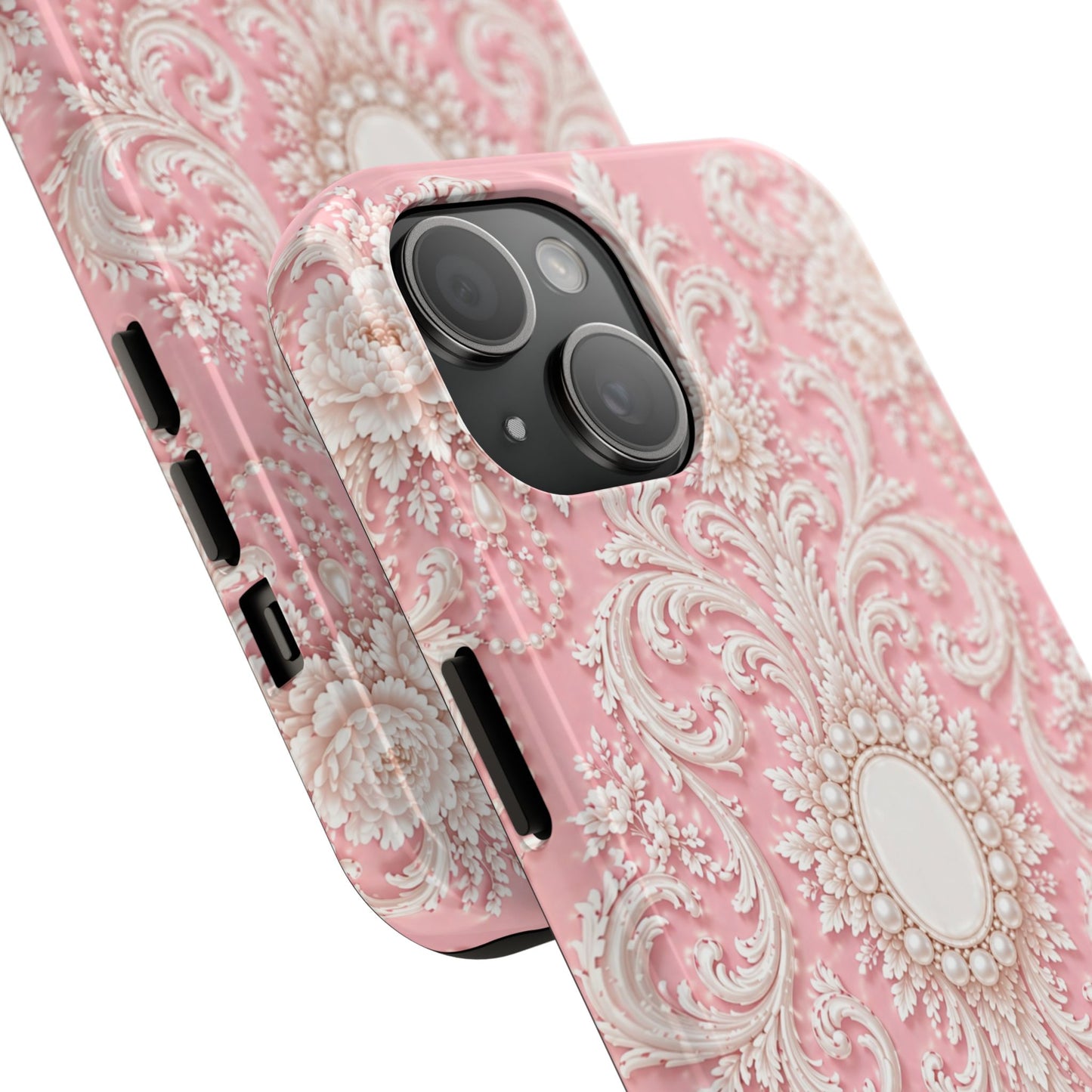 Pink Rococo Elegant Floral Tough Phone Case - Pink Vintage Design