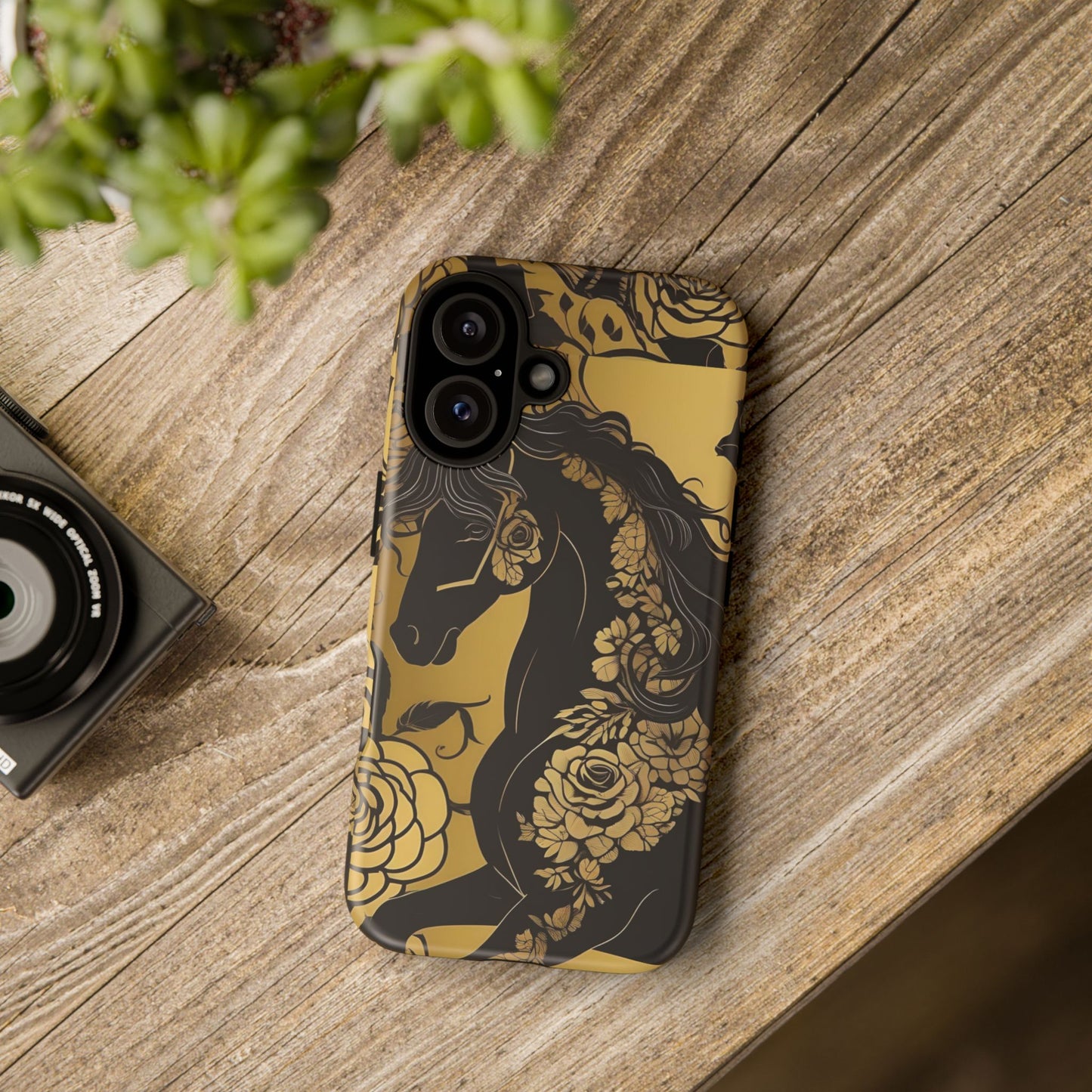 Phone Case - Elegant Horse & Roses Design