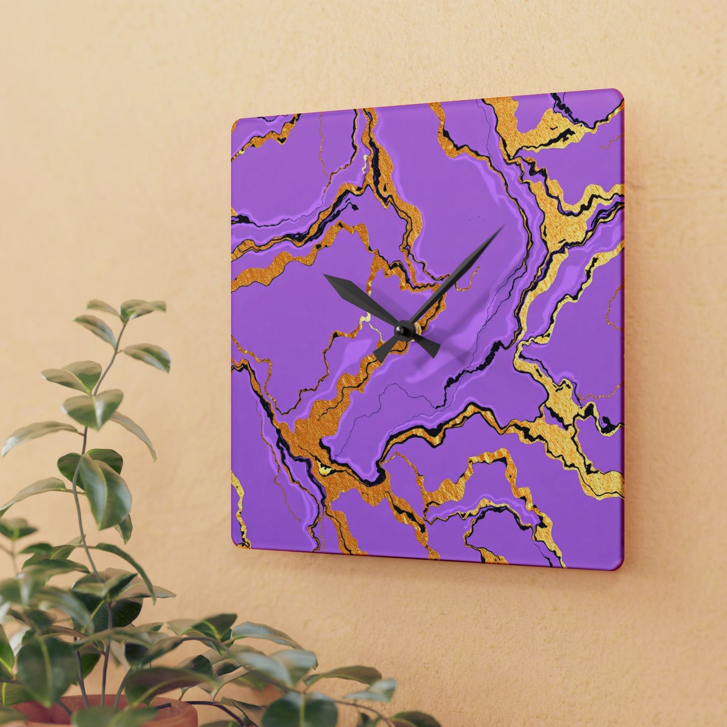 Elegant Lavender Marble Acrylic Wall Clock - Home Decor, Unique Gift, Modern Design, Wall Art, Kitchen Clock