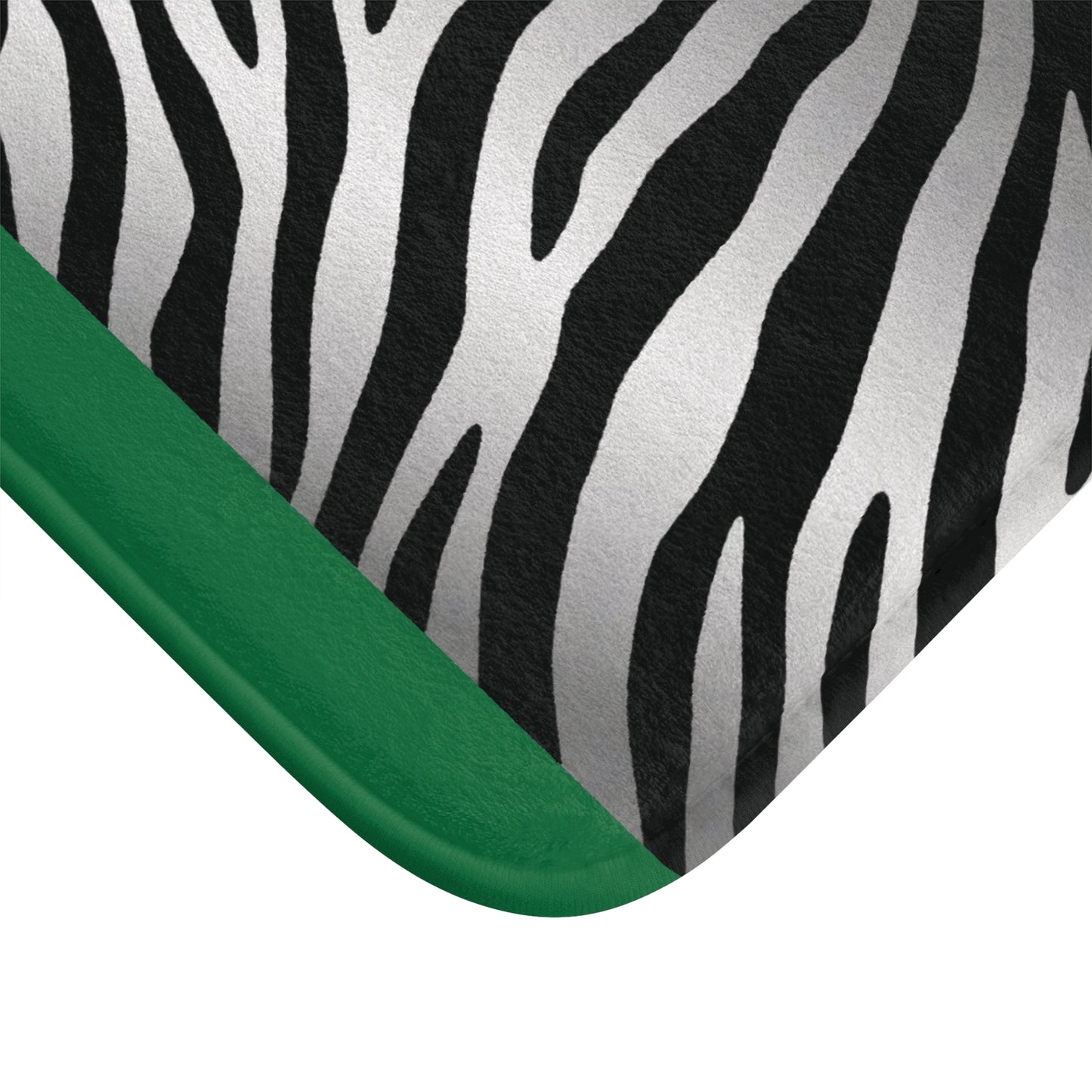 Stylish Zebra Print Bath Mat - Modern Bathroom Decor - Green Trim