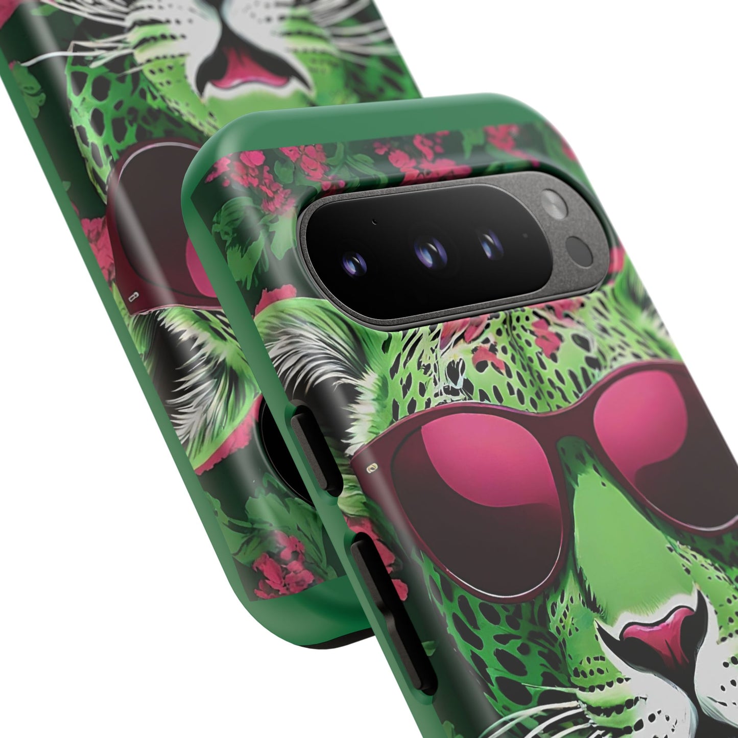 Phone Case - Lime Green & Burgundy Leopard In Sunglasses Design