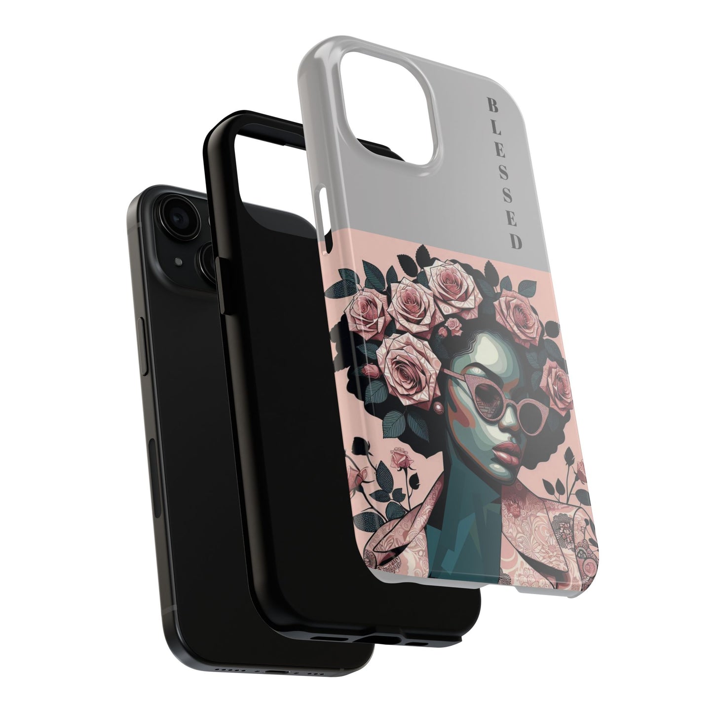 Blessed Floral Tough Phone Cases | Unique Gift for Her, Gift for Mom, Stylish Protection, Birthday Present, Black Girl Art