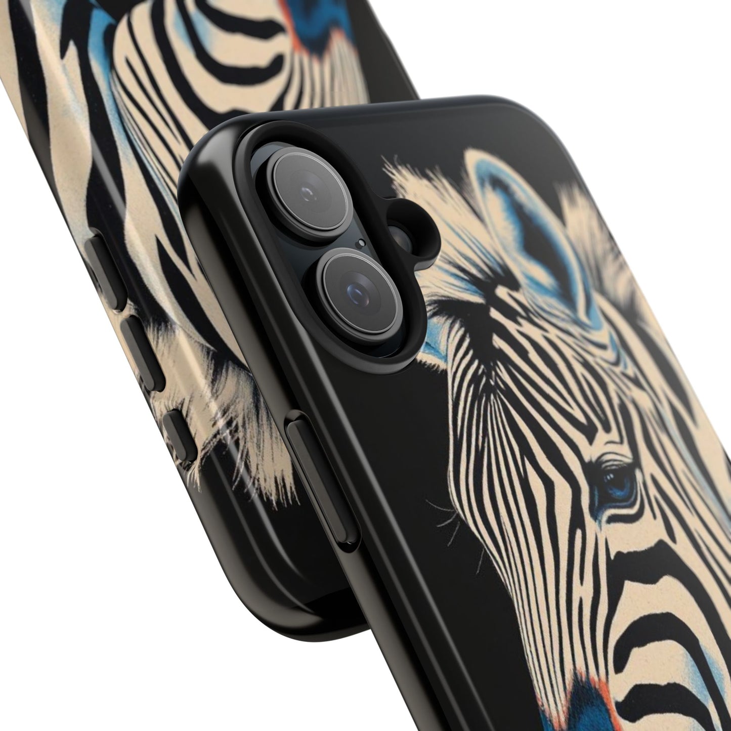 Zebra Tough Phone Case - Trendy Floral Design for Animal Lovers - Blue Zebra & Roses